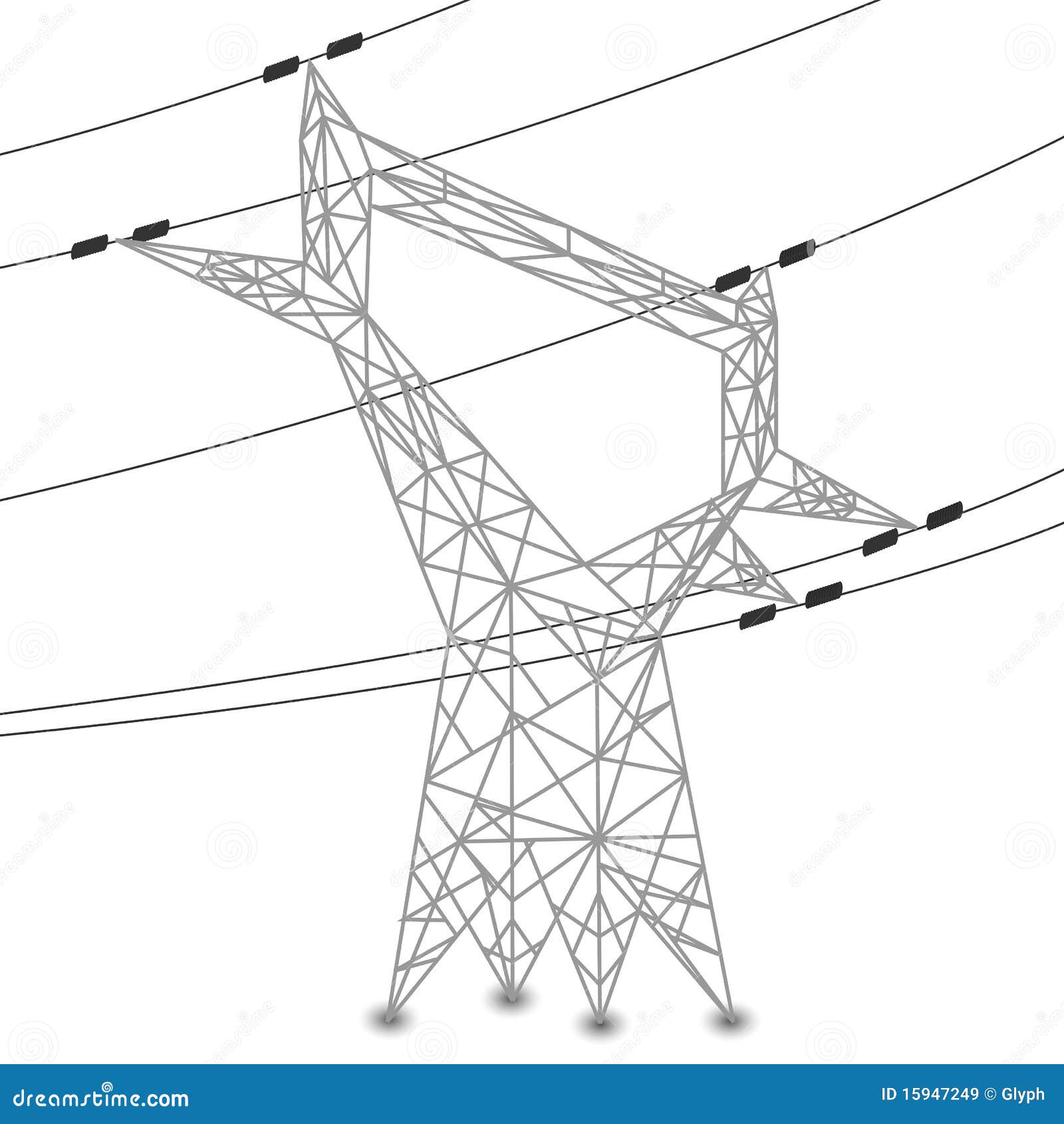 silhouette of power lines and electric pylon