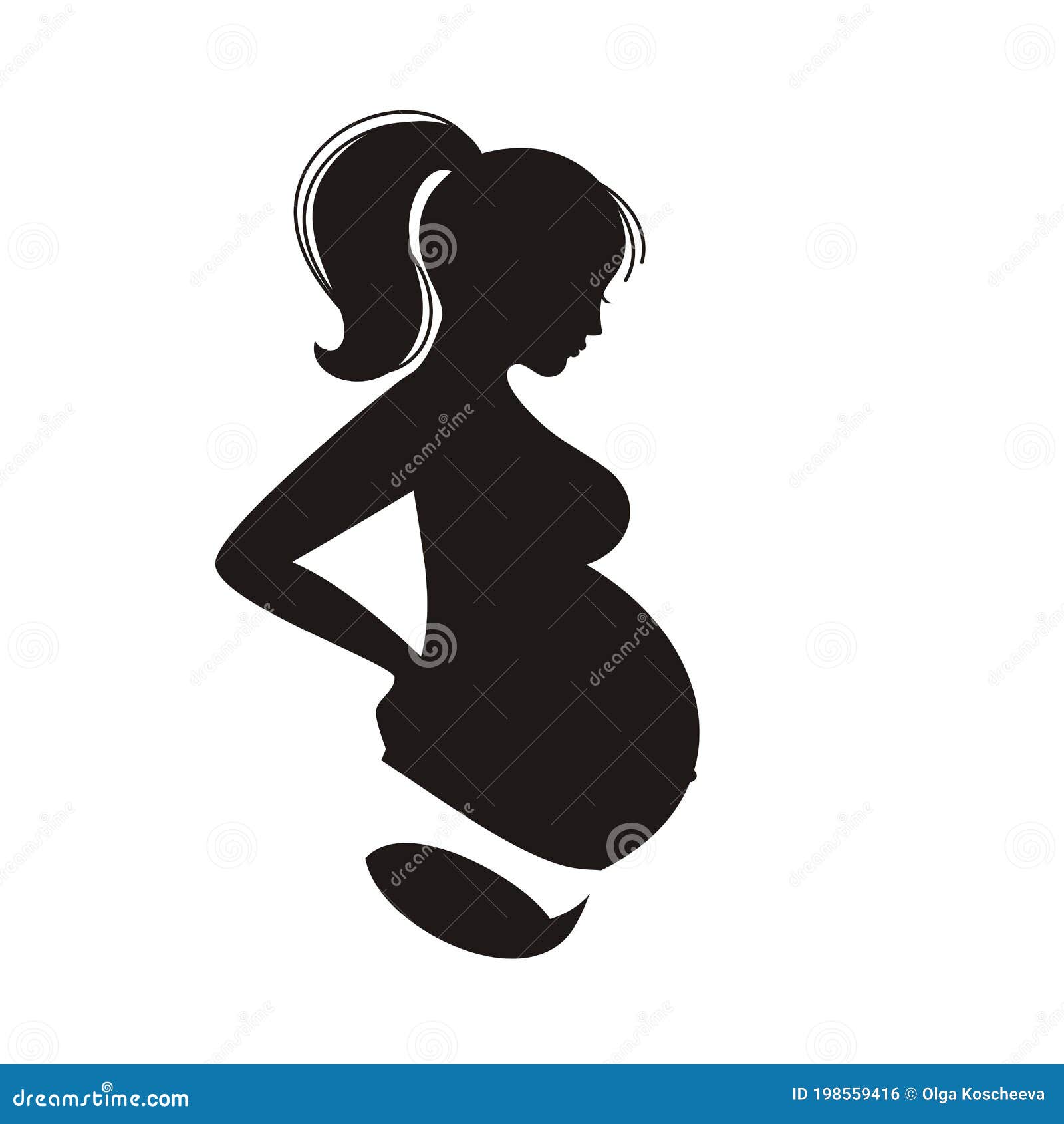 Silhouette of a Pregnant Girl with a Big Belly Stock Vector ...
