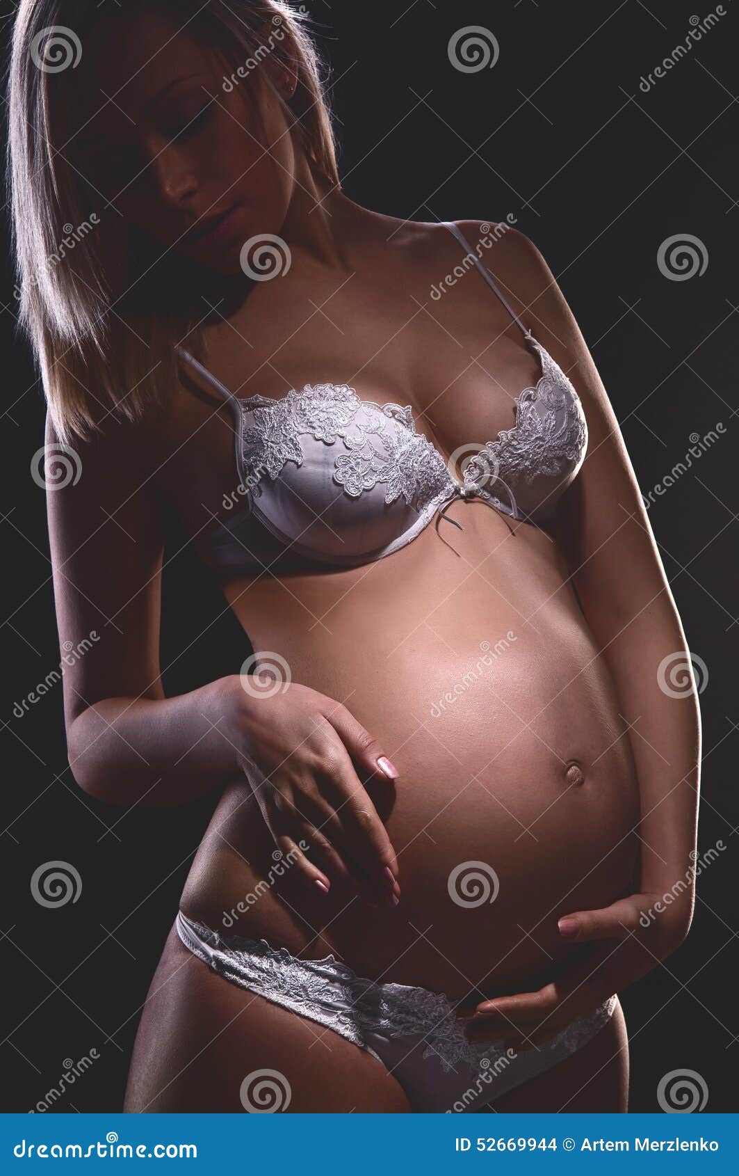 Silhouette of the Pregnant Woman Stock Photo