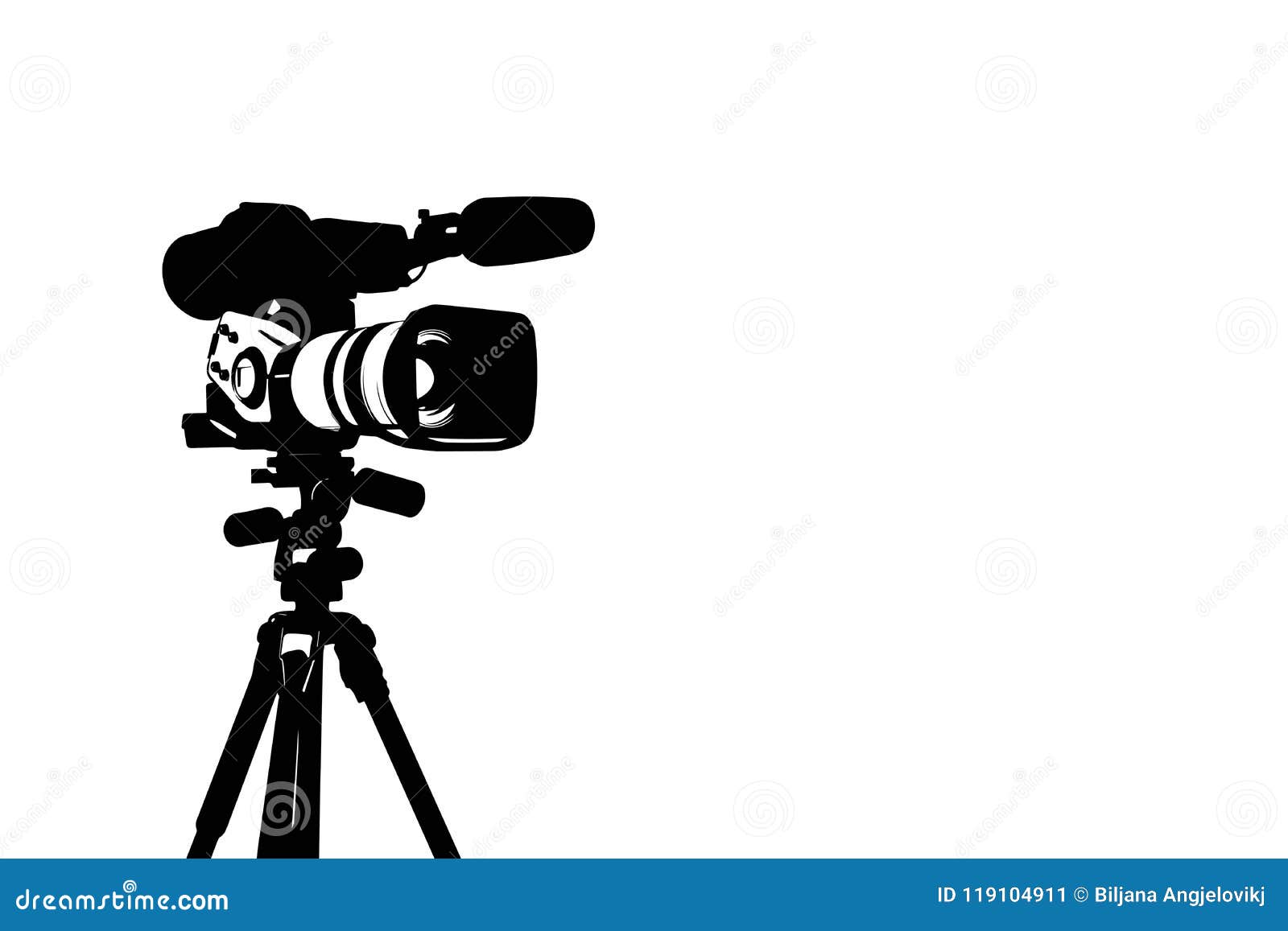 Silhouette of Professional Video Camera. Stock Vector Illustration of