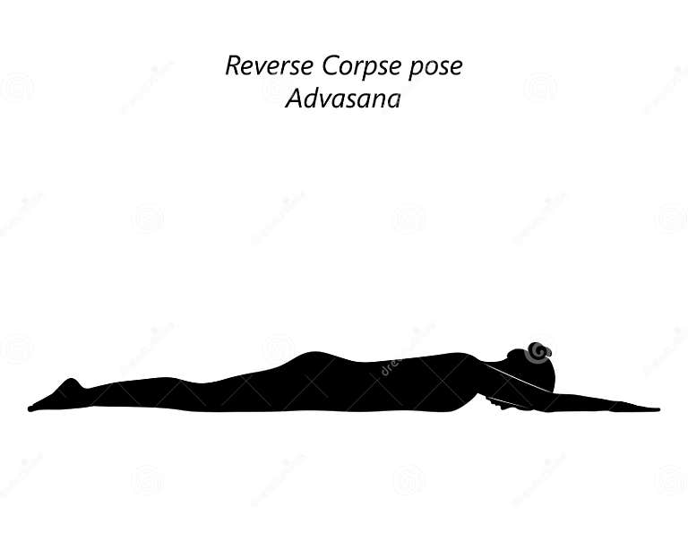 .silhouette. Reverse Corpse Pose. Advasana. Stock Vector - Illustration ...