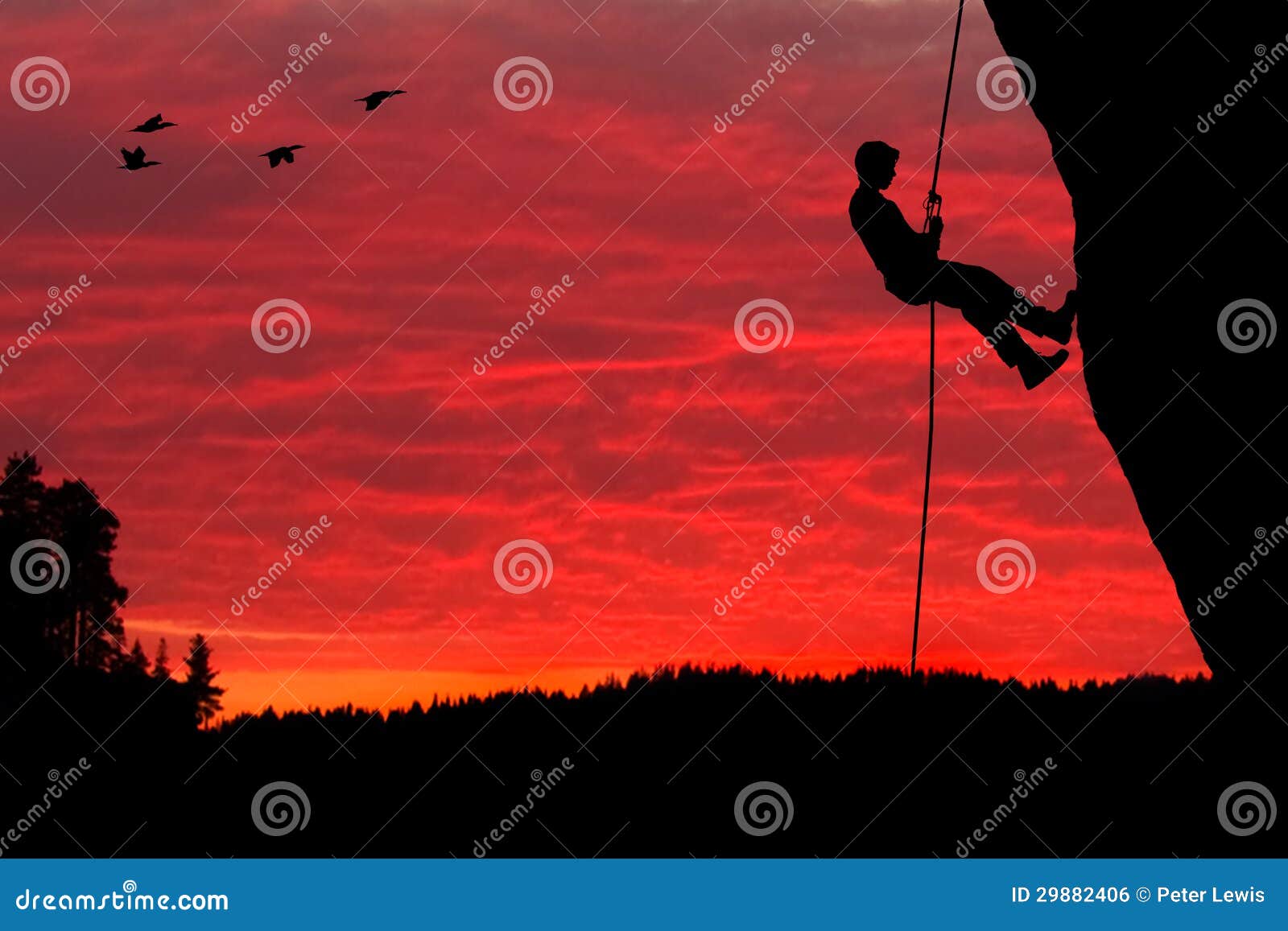 Rock Climber Rappelling Silhouette Stock Photo Image of rappel