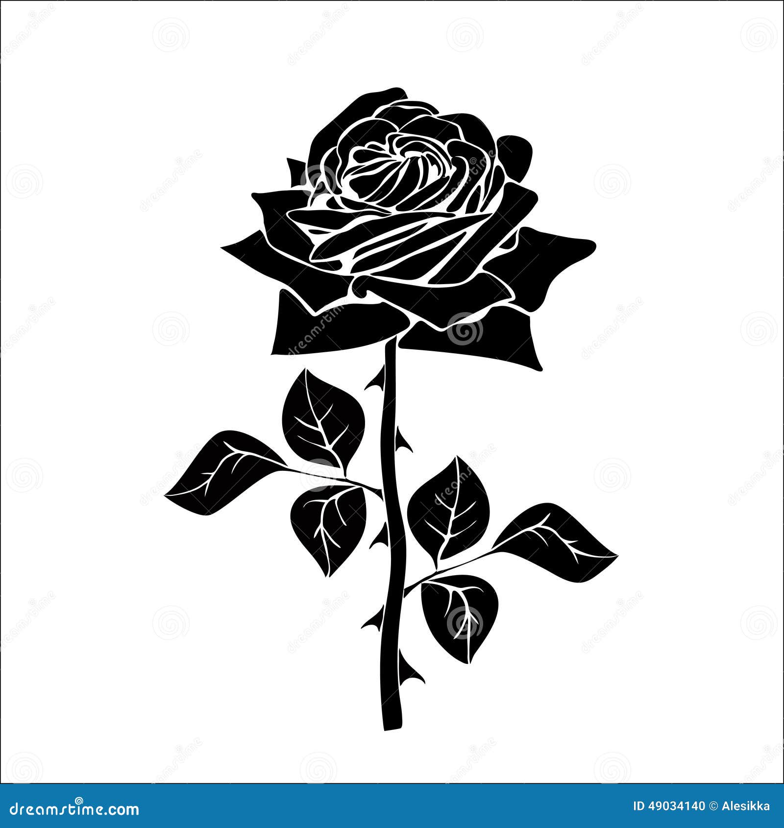 Silhouette of rose stock illustration. Illustration of beautiful - 49034140