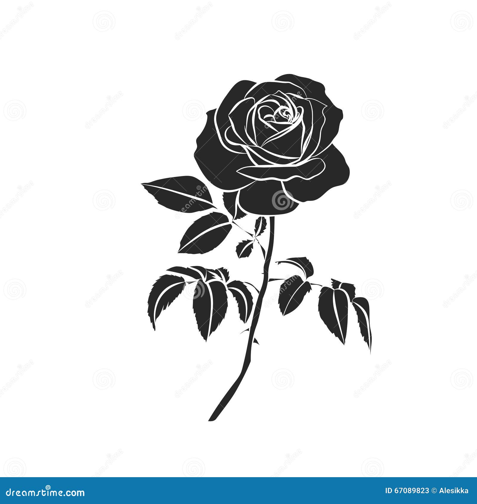 Silhouette of rose stock illustration. Illustration of floral - 67089823