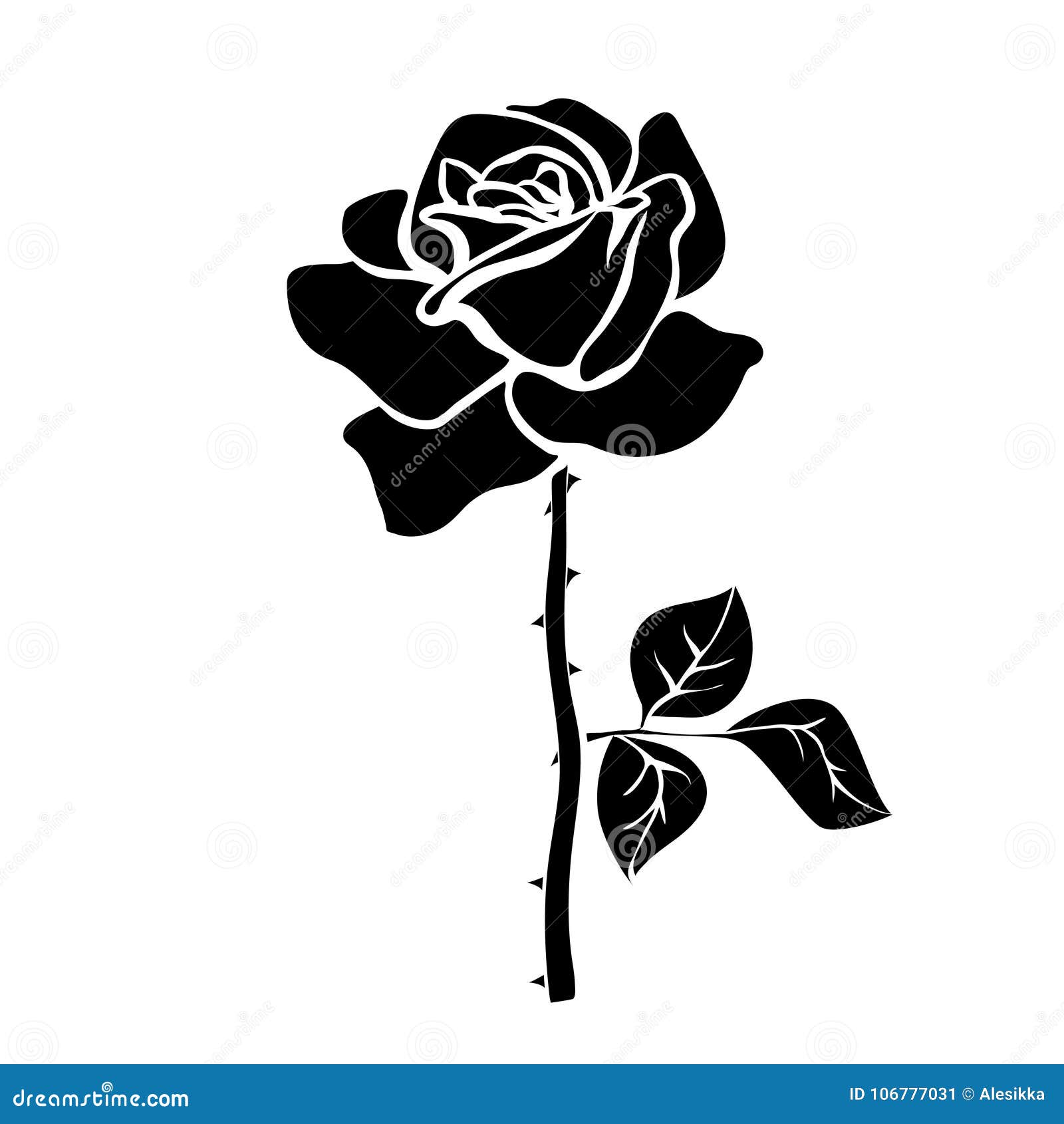 Silhouette of rose stock illustration. Illustration of ornate - 106777031