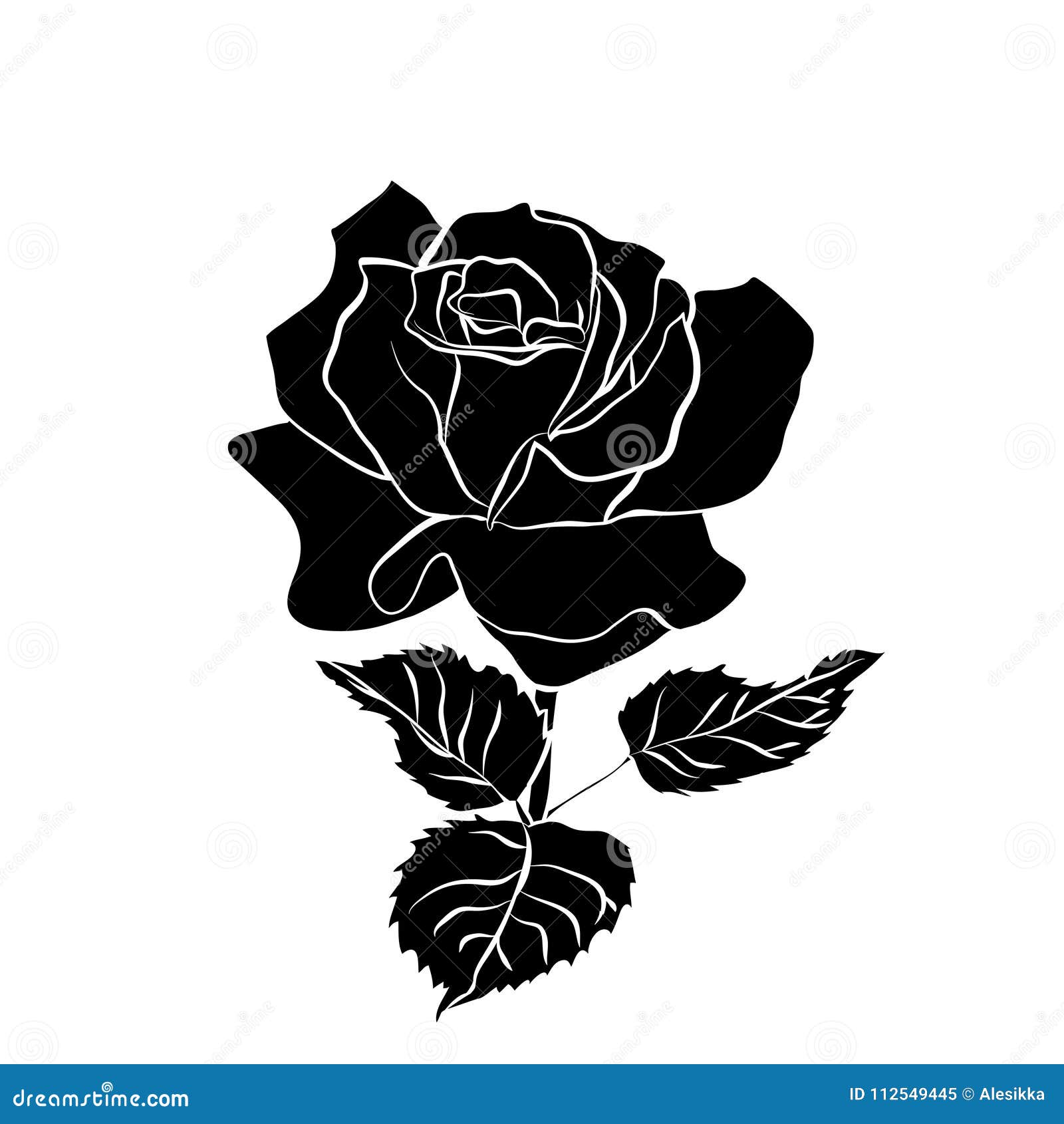 Silhouette of rose stock vector. Illustration of gift - 112549445