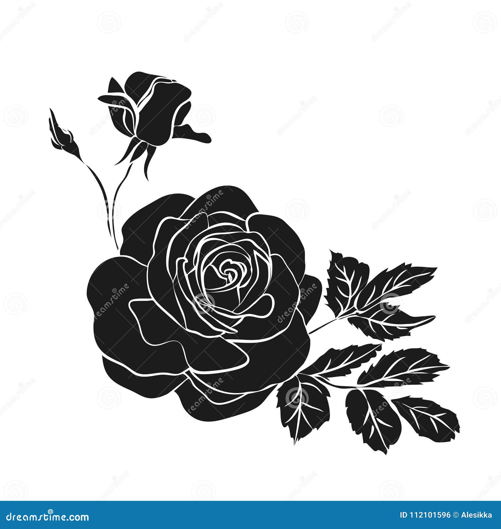 Silhouette of rose stock vector. Illustration of petal - 112101596