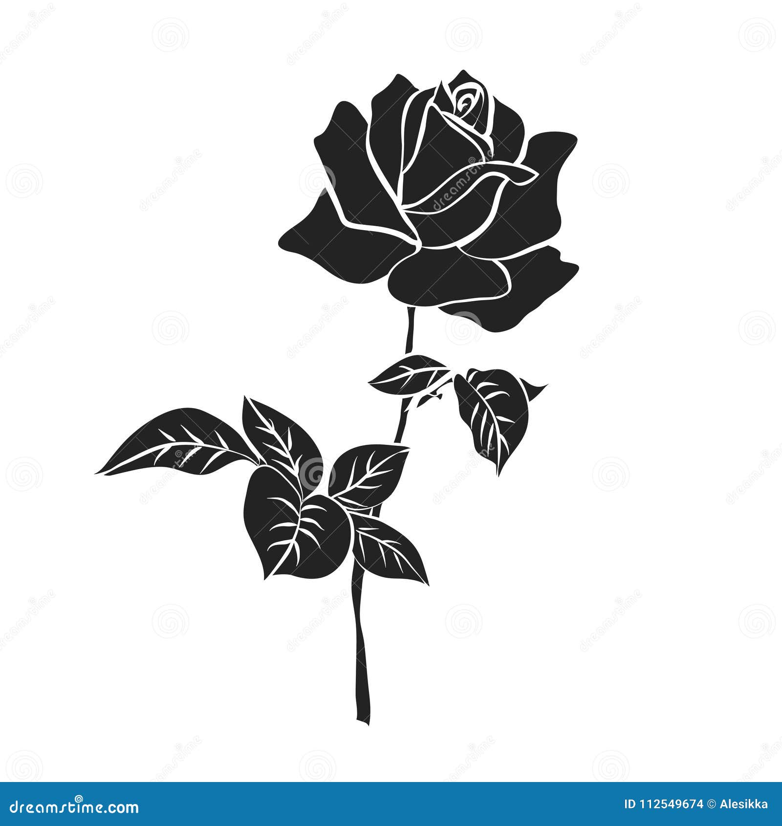 Silhouette of rose stock vector. Illustration of blossom - 112549674