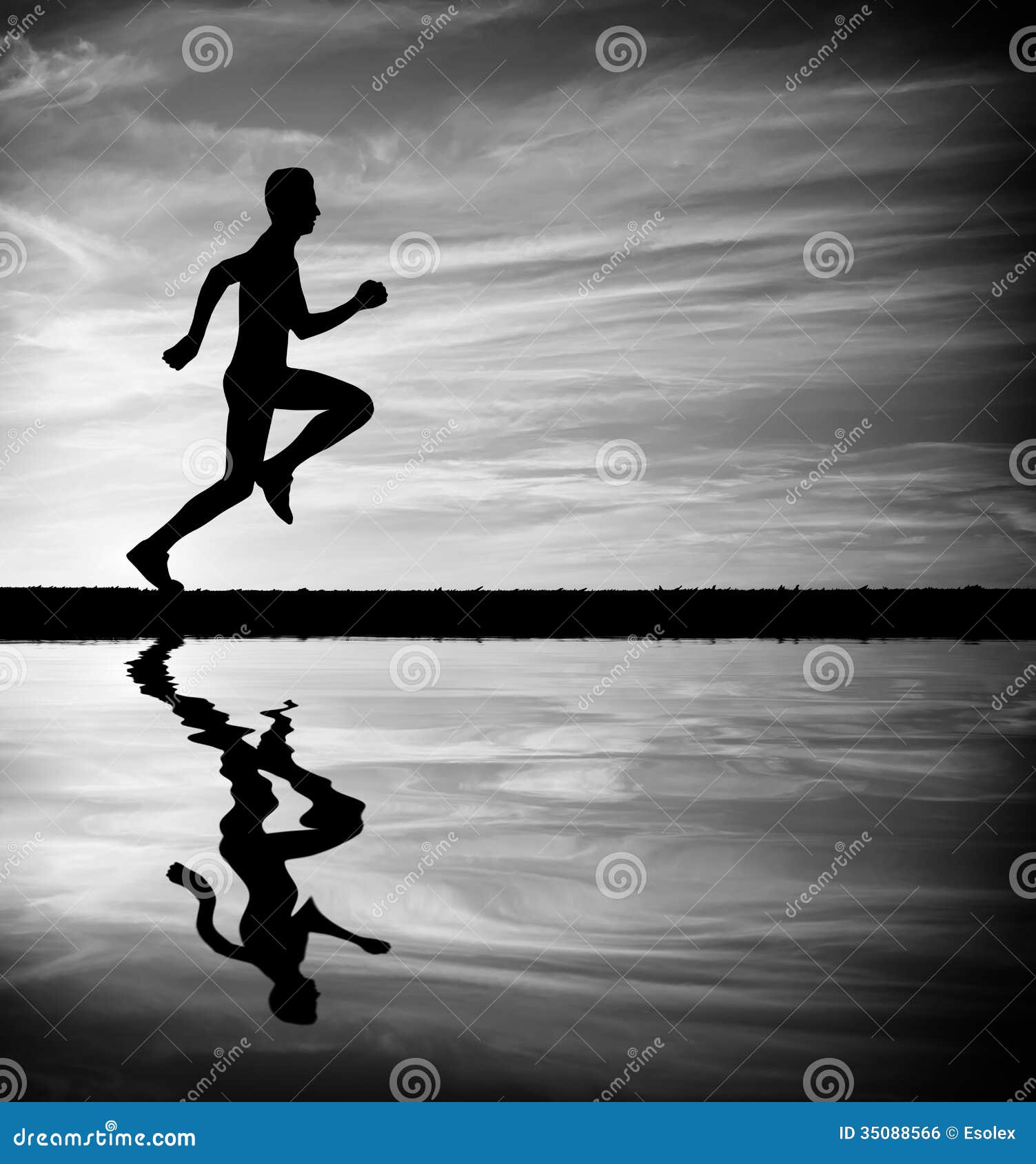 black and white running