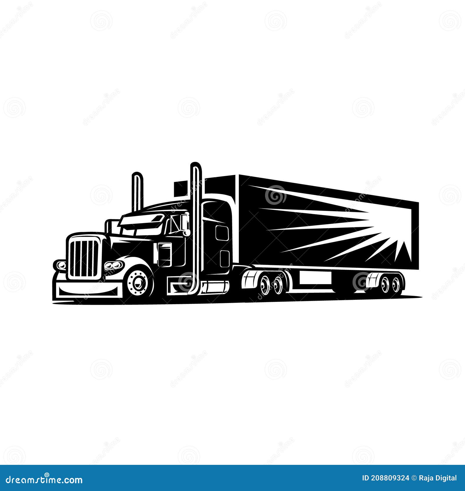 silhouette of semi truck 18 wheeler with trailer side view  image 