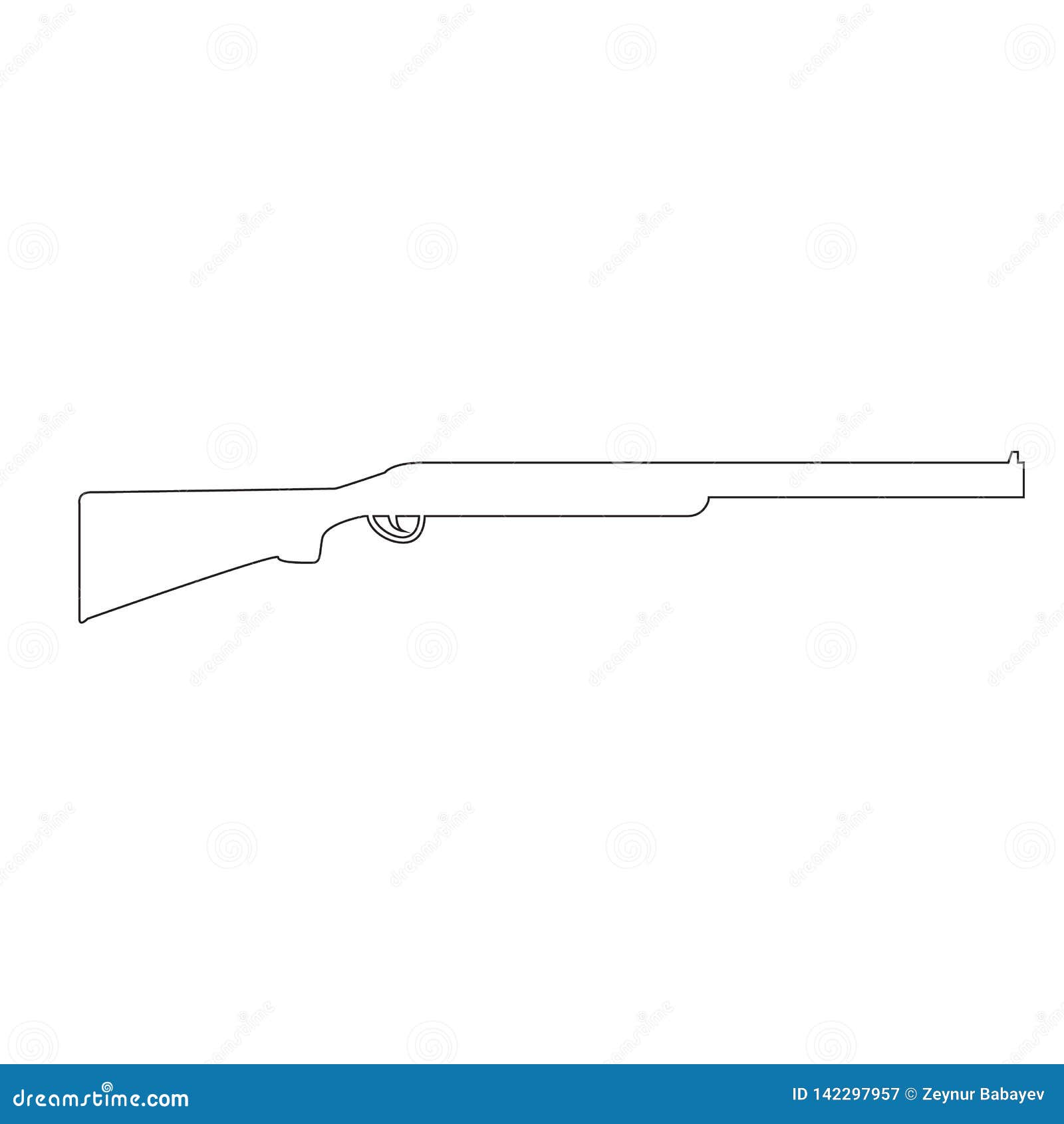 silhouette of shotgun hand drawn line art style, hunting rifle