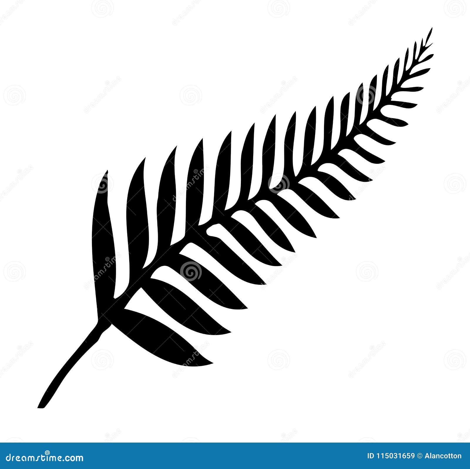 Silver Fern of New Zealand stock vector. Illustration of isolated
