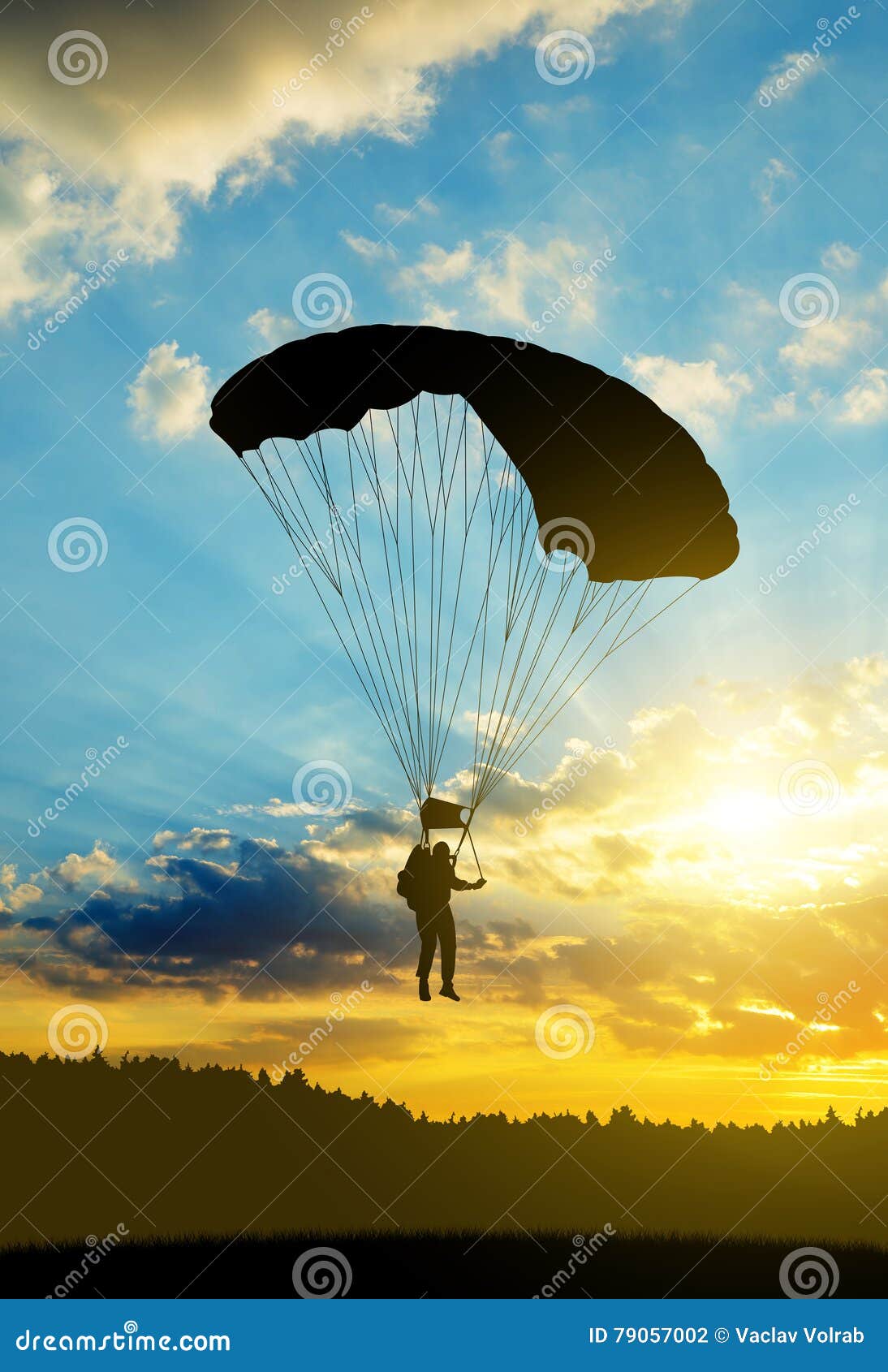 silhouette skydiver parachutist