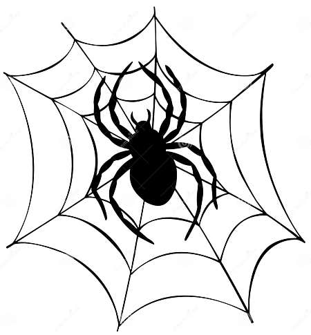 Silhouette of Spider in Web Stock Vector - Illustration of outline ...