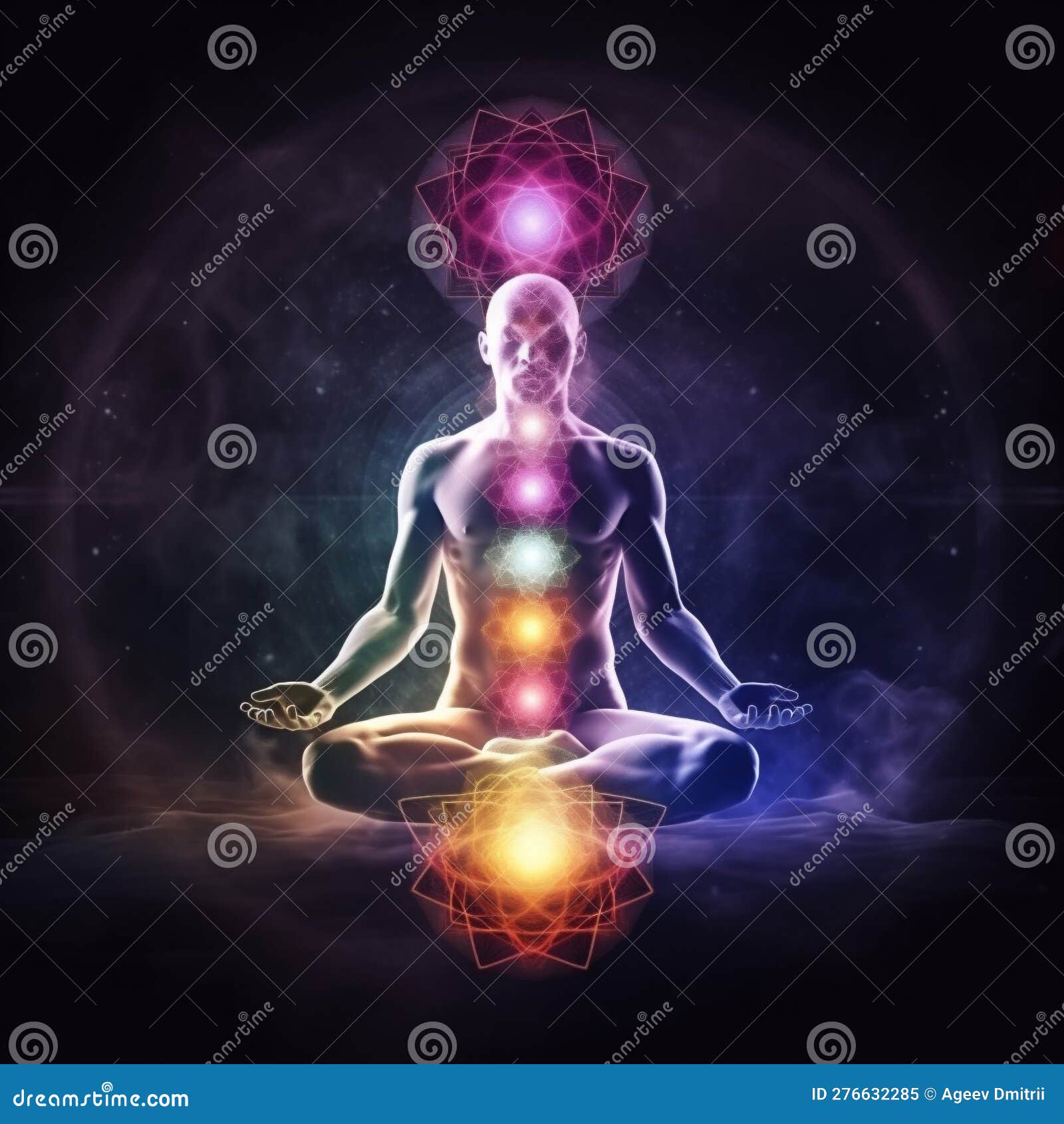 Aura Chakra Spiritual Pose Silhouette Energy Peace Zen Meditation Yoga.  Generative AI. Stock Illustration - Illustration of healing, mandala:  276632285