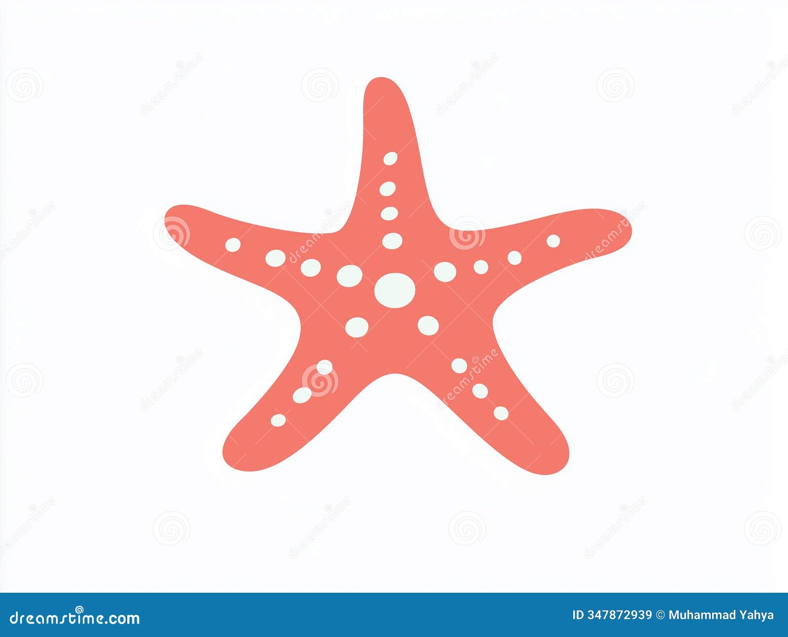 silhouette of a starfish in coral color, ed in a clean and minimalistic cartoon style