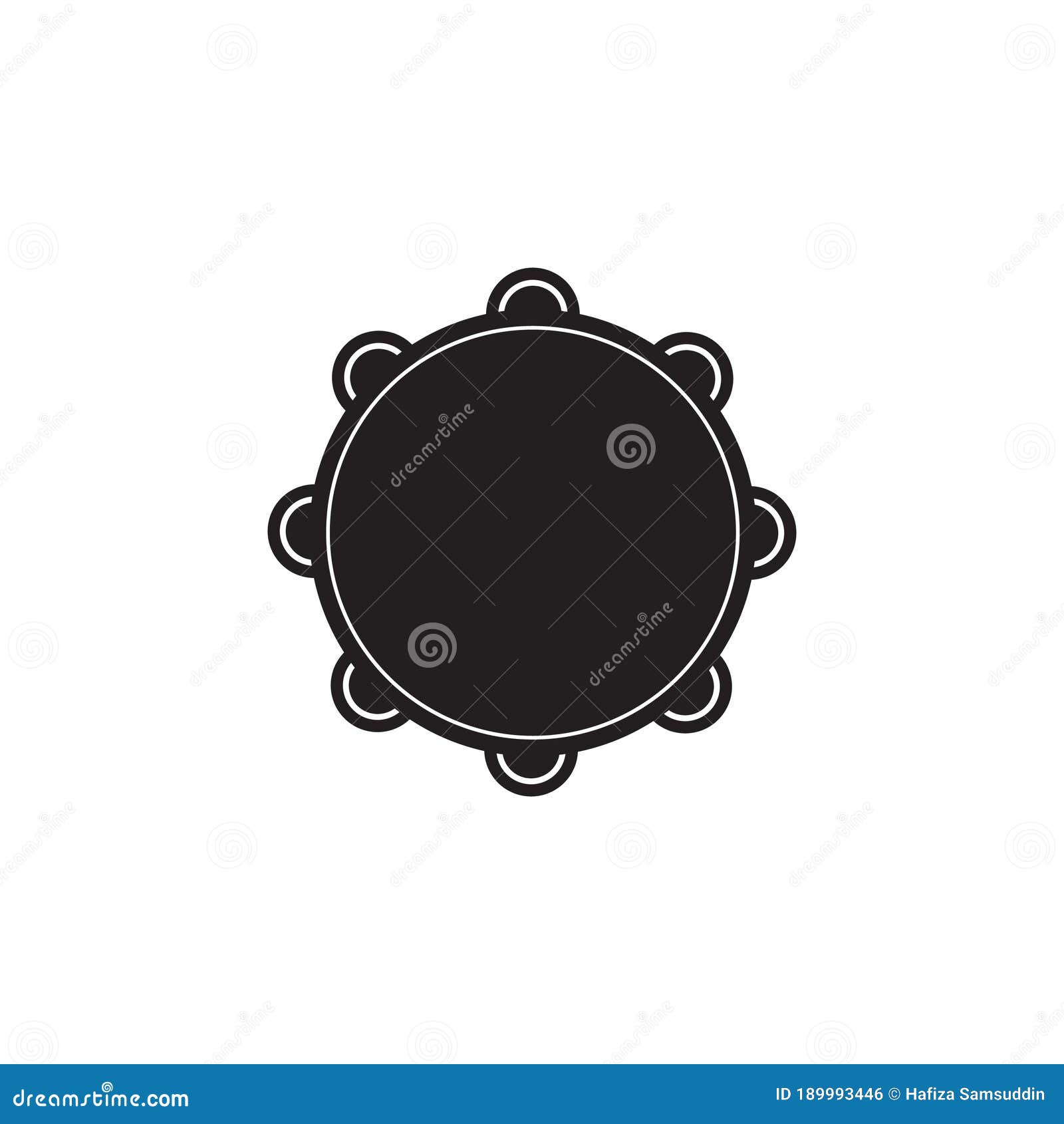 Silhouette of Tambourine. Vector Illustration Decorative Design Stock
