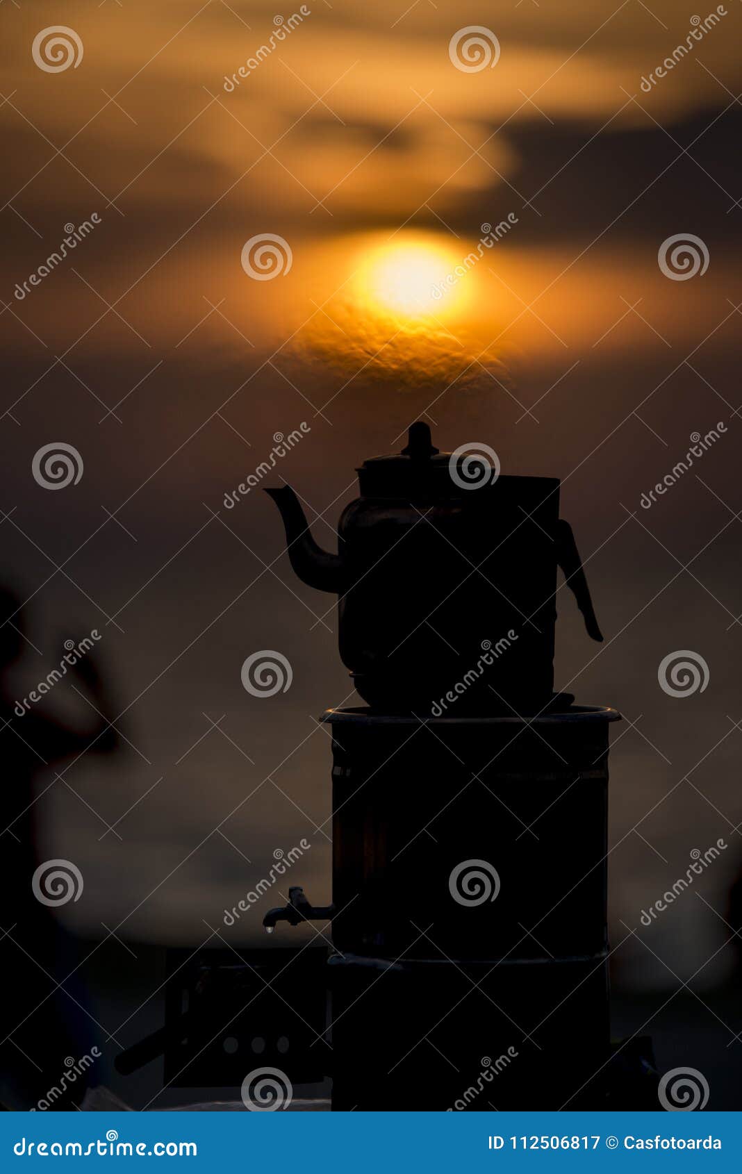 Silhouette Teapot at Sunset. Stock Image Image of coffee, dark 112506817