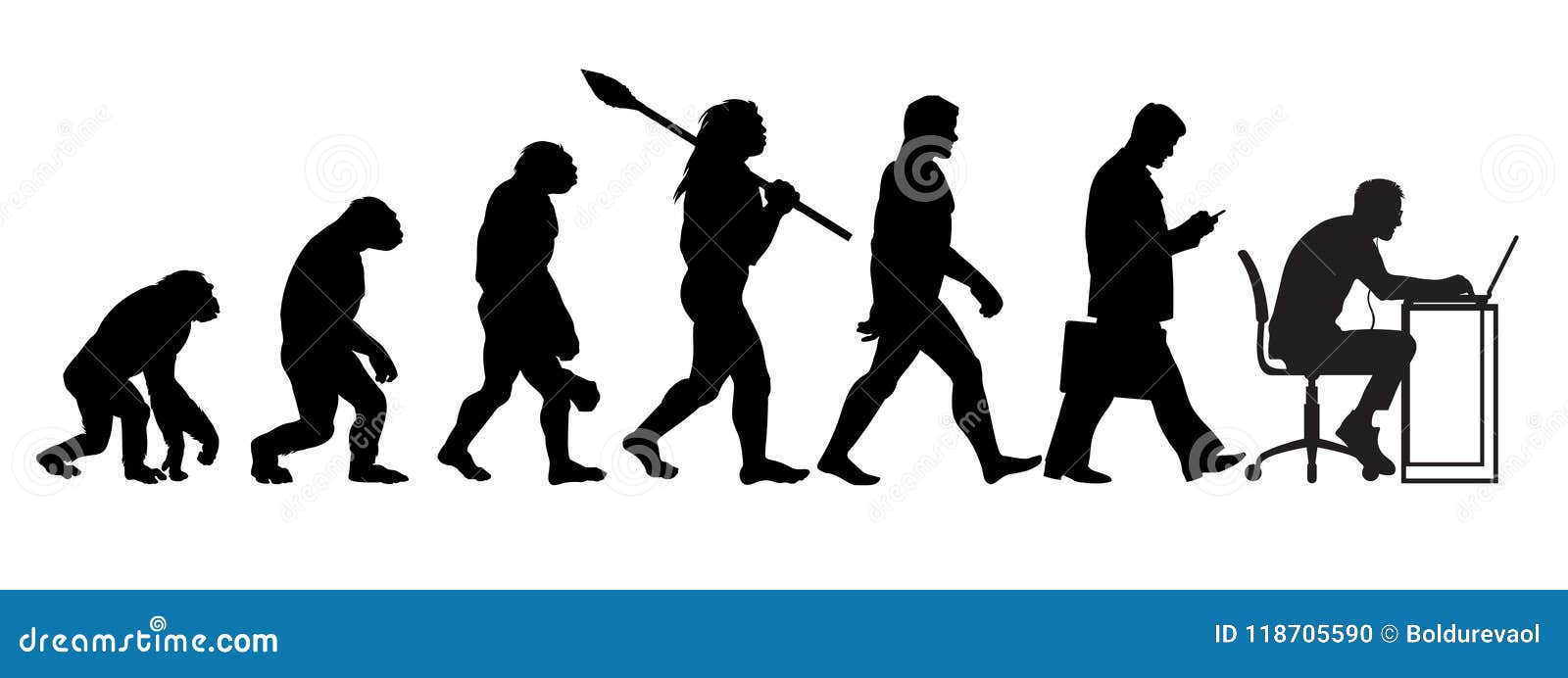 silhouette of theory of evolution of man