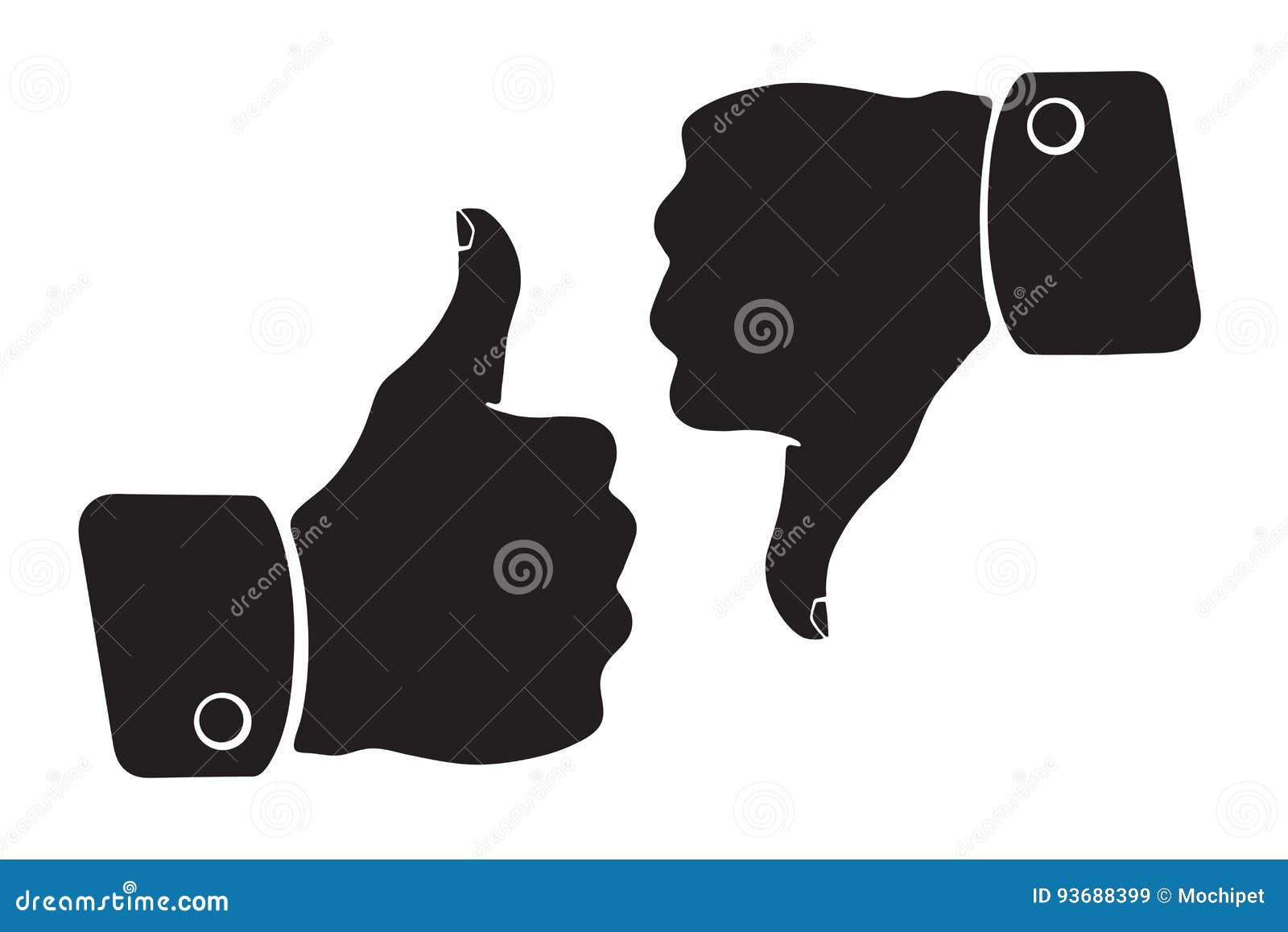 silhouette of thumb up and thumb down s of like and dislike