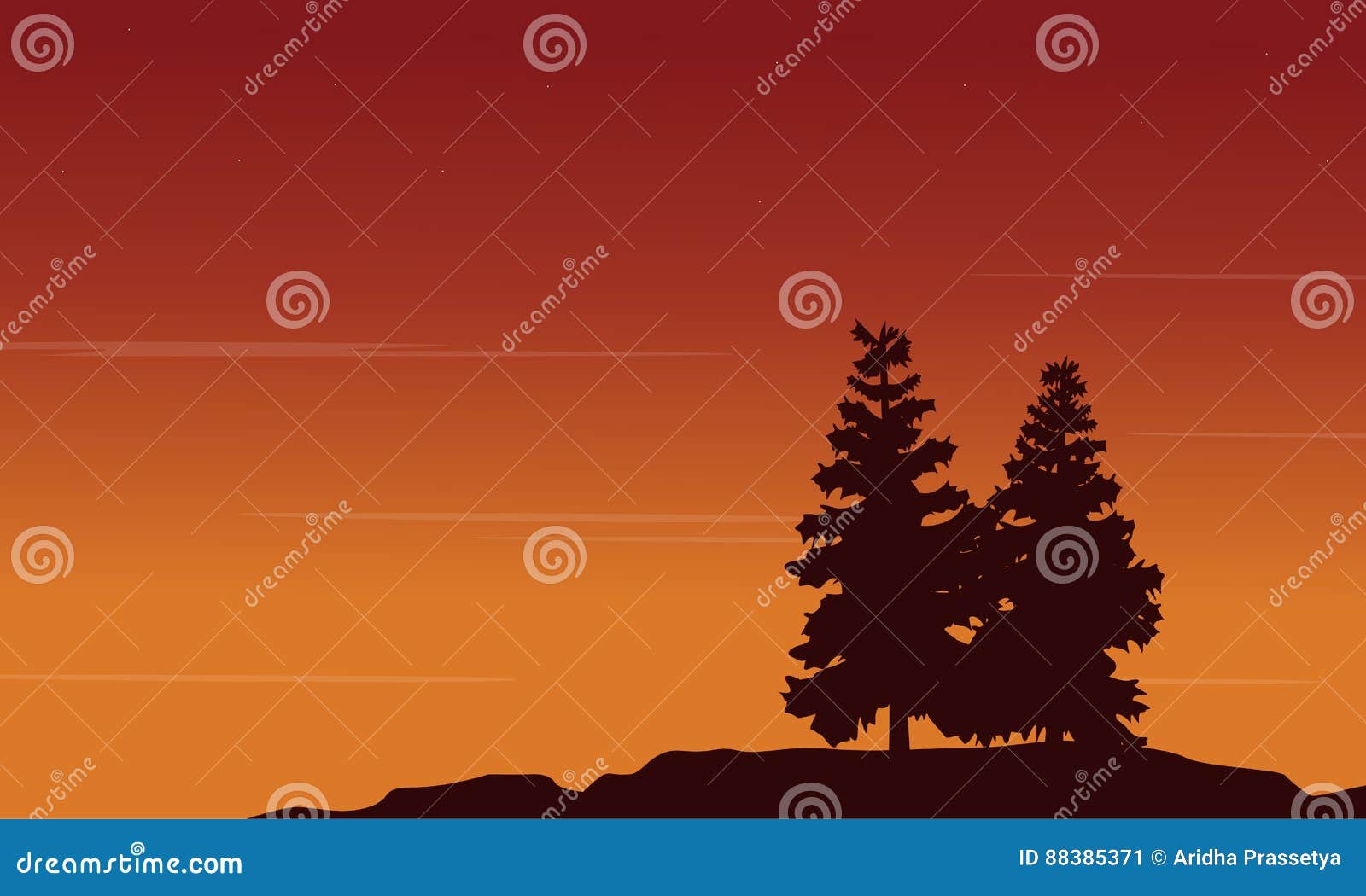 Silhouette of Tree Style Landscape Stock Vector Illustration of tree