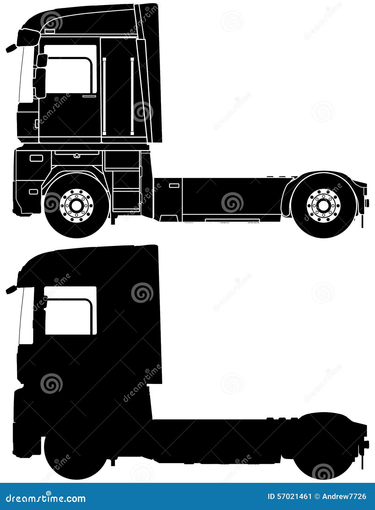 silhouette of a truck renault magnum.