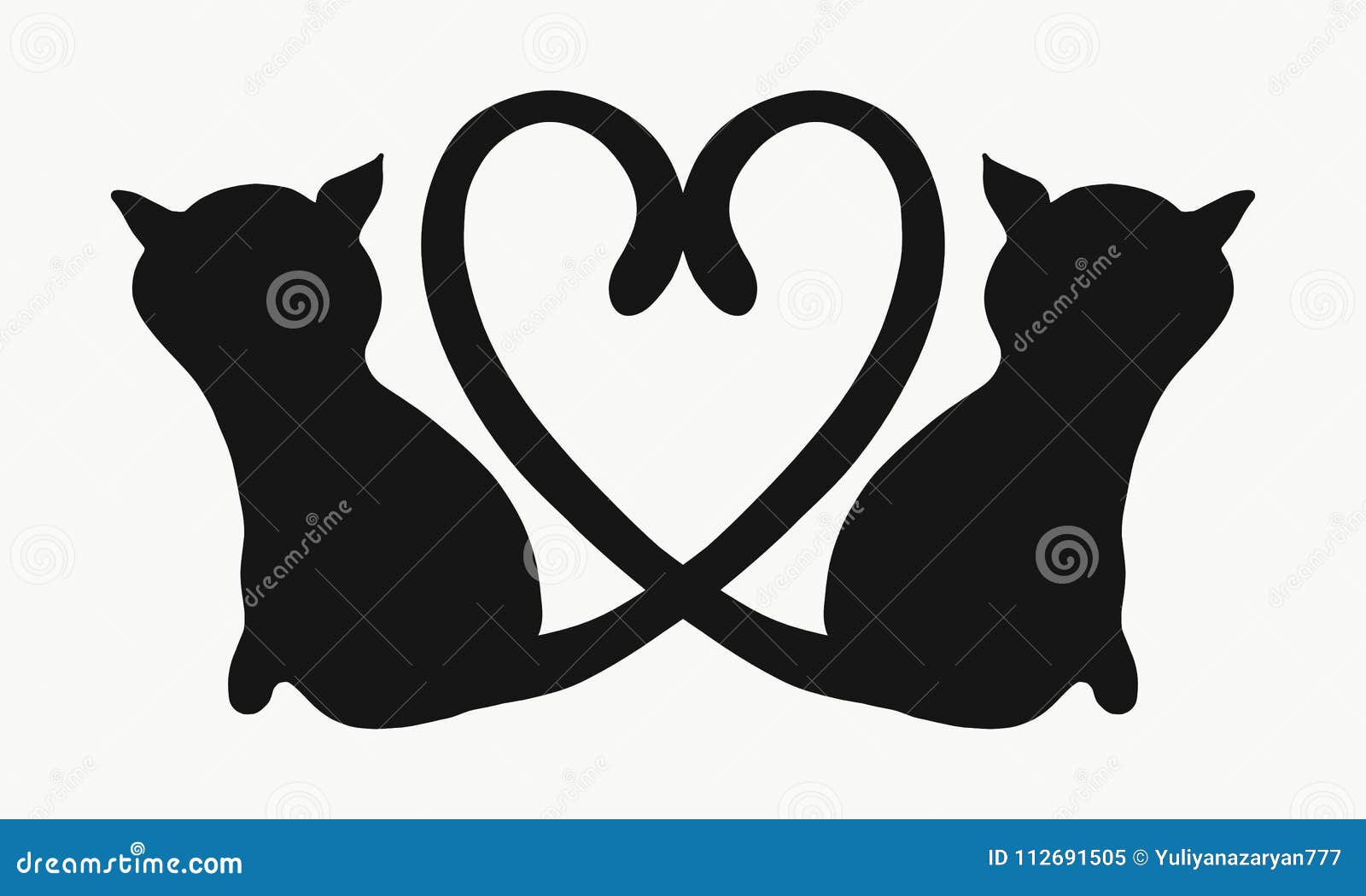 Download Silhouette Of Two Cats With Tails Forming A Heart Stock ...