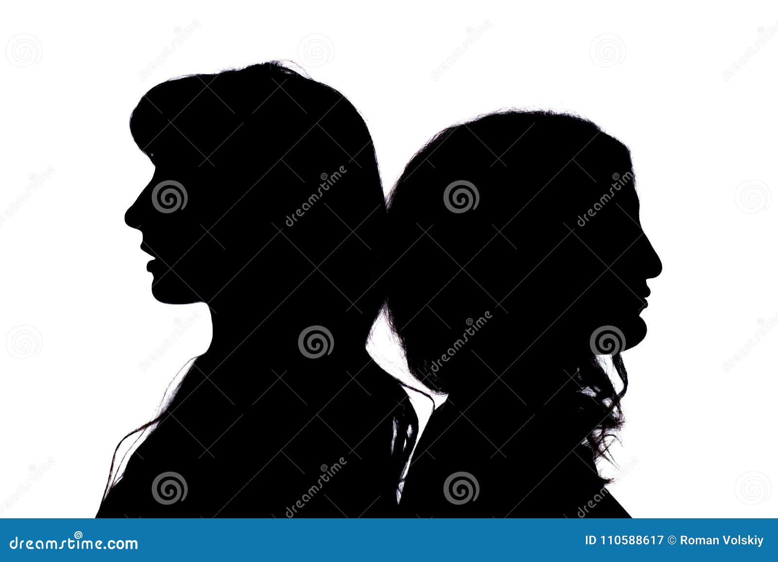 two girls silhouette back to back