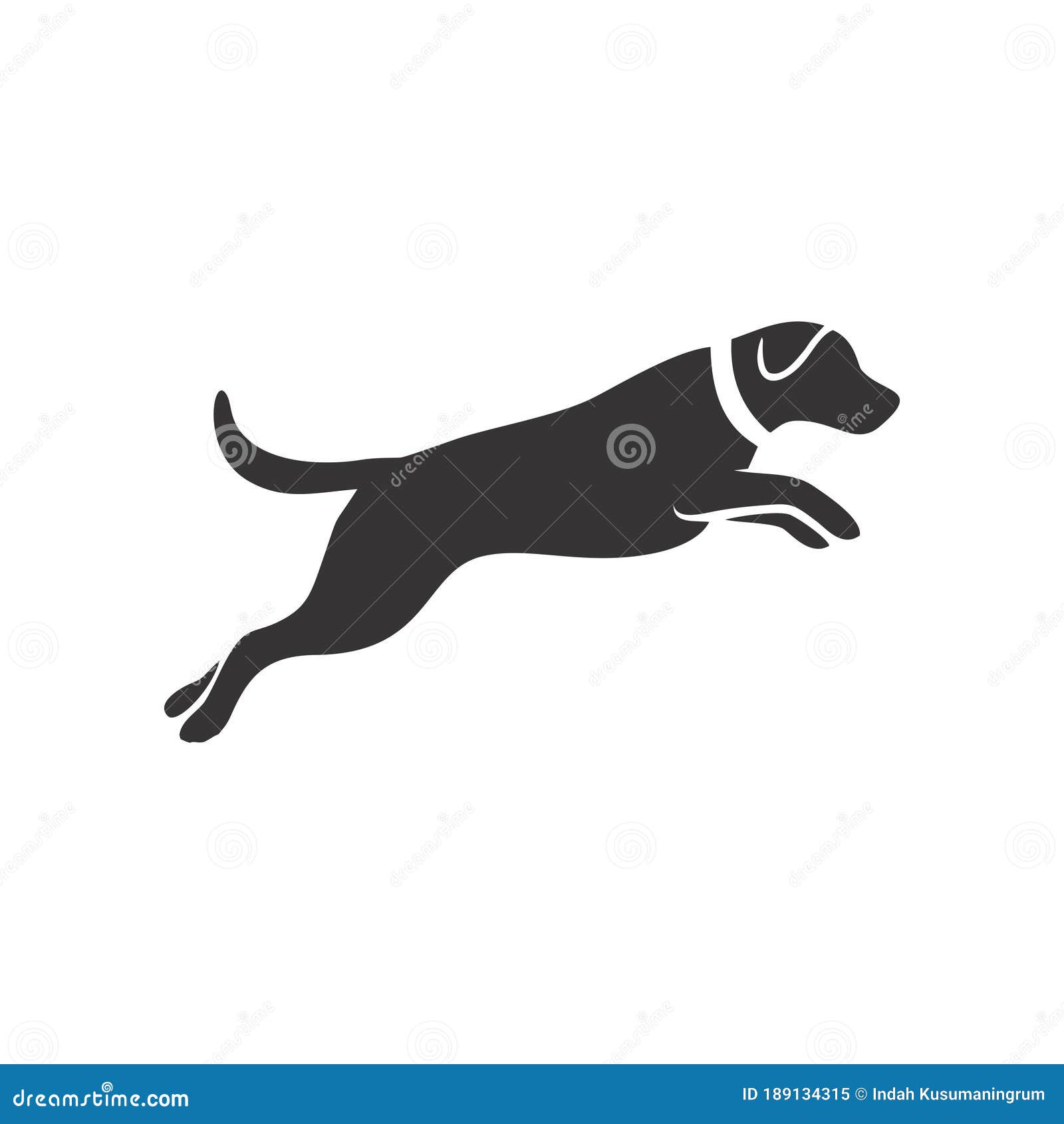 Silhouette Vector of a Black and White Jumping Dog Stock Vector