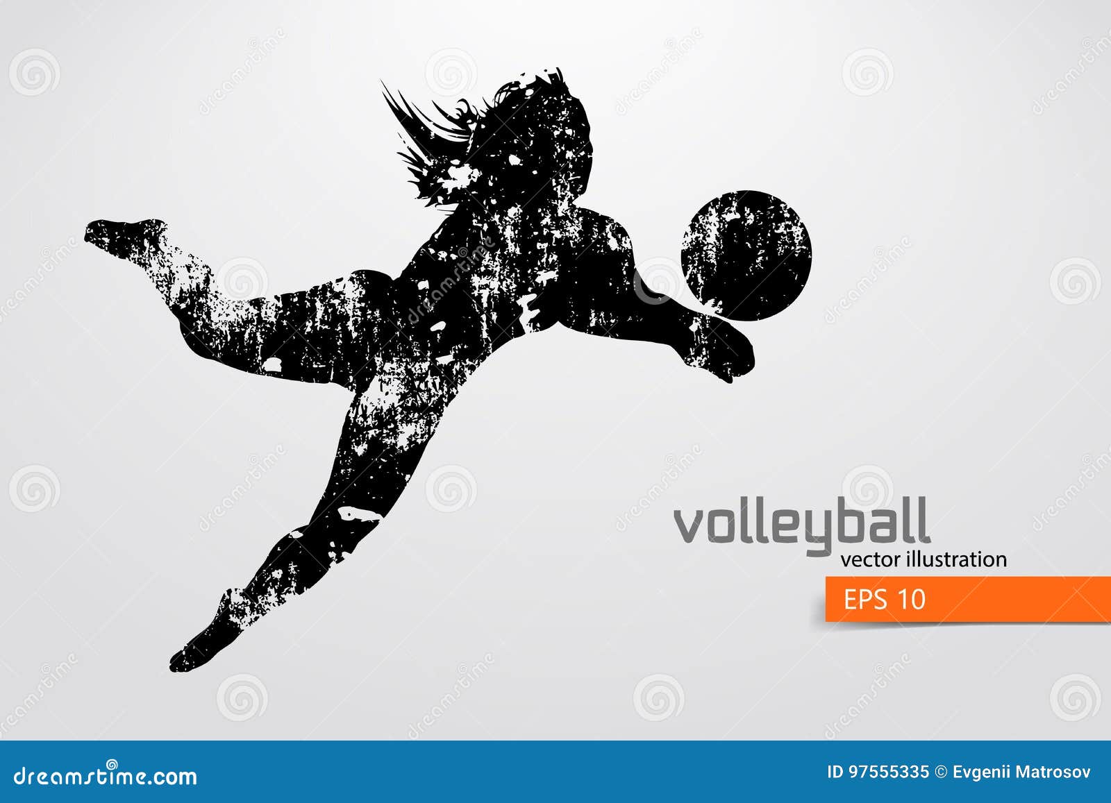 Silhouette of Volleyball Player. Stock Vector Illustration of athlete