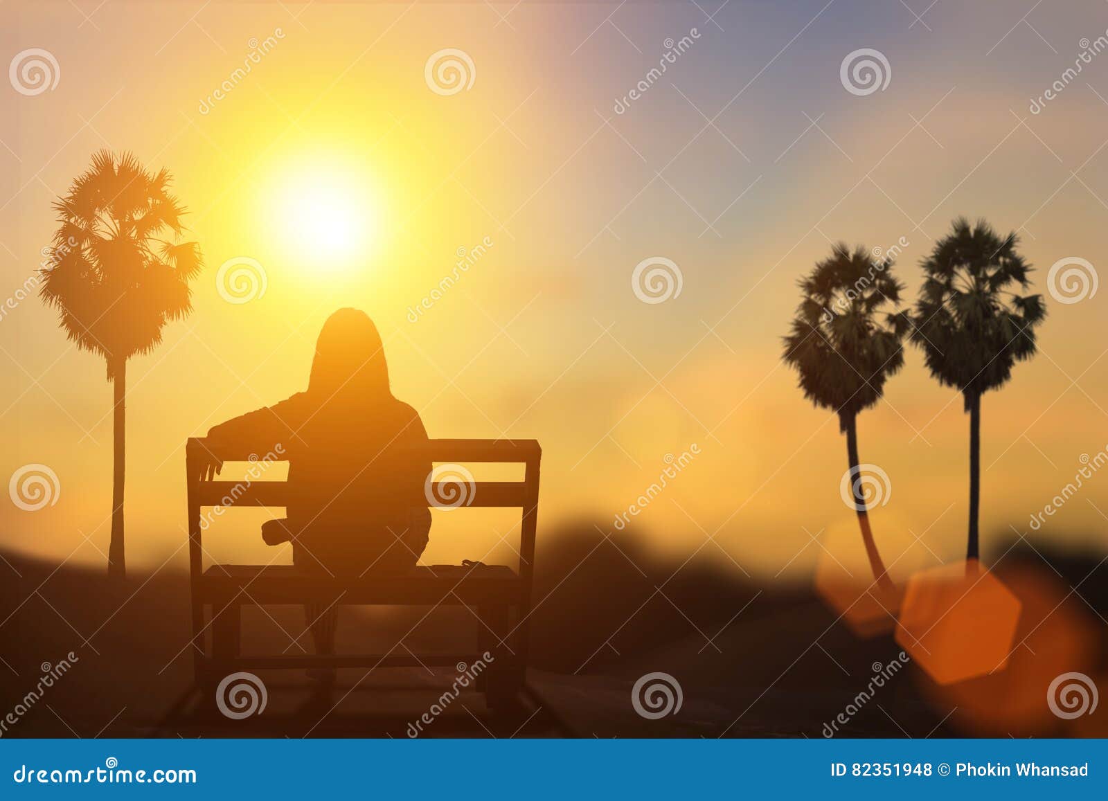 Silhouette of the Waiting Under the Sun. Natural Background Blur ...