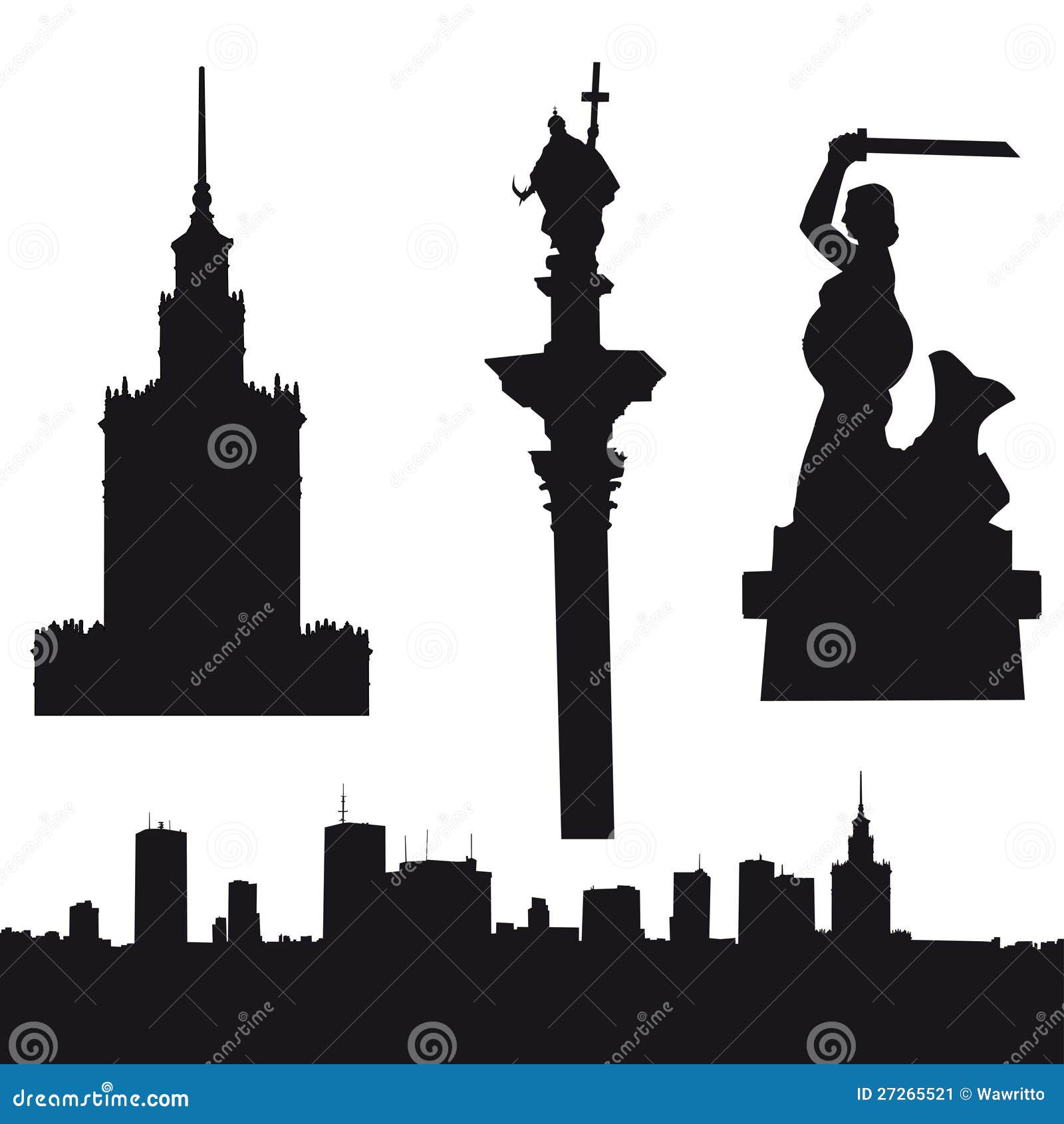 silhouette of warsaw in poland