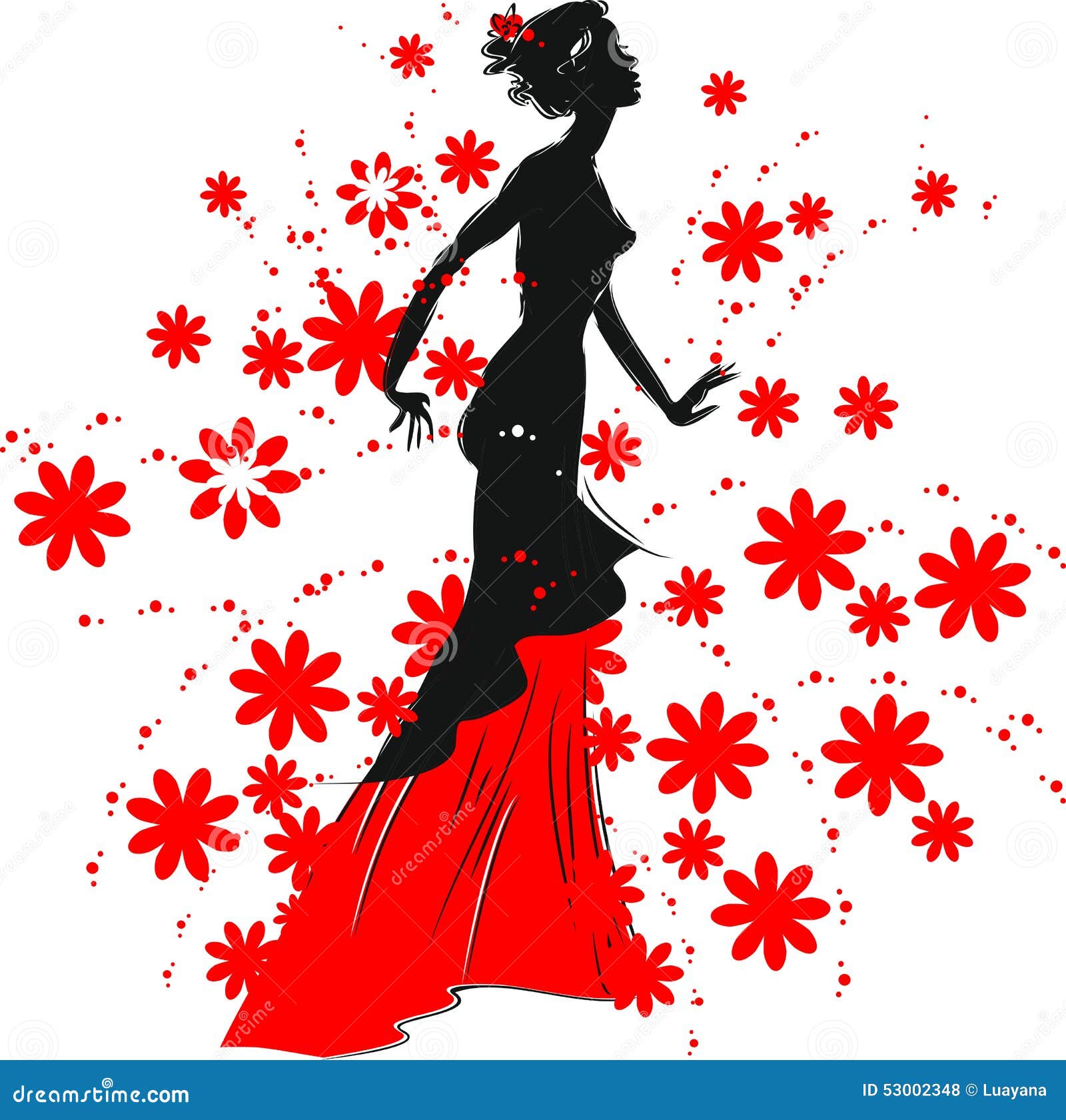 Silhouette of woman stock vector. Illustration of black - 53002348