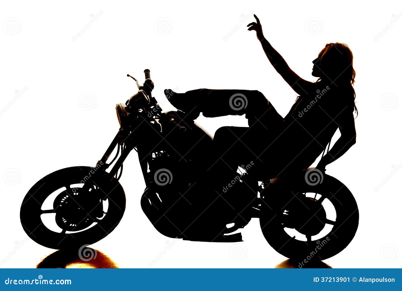 Download Silhouette Woman On Motorcycle Pointing Up Stock Image ...