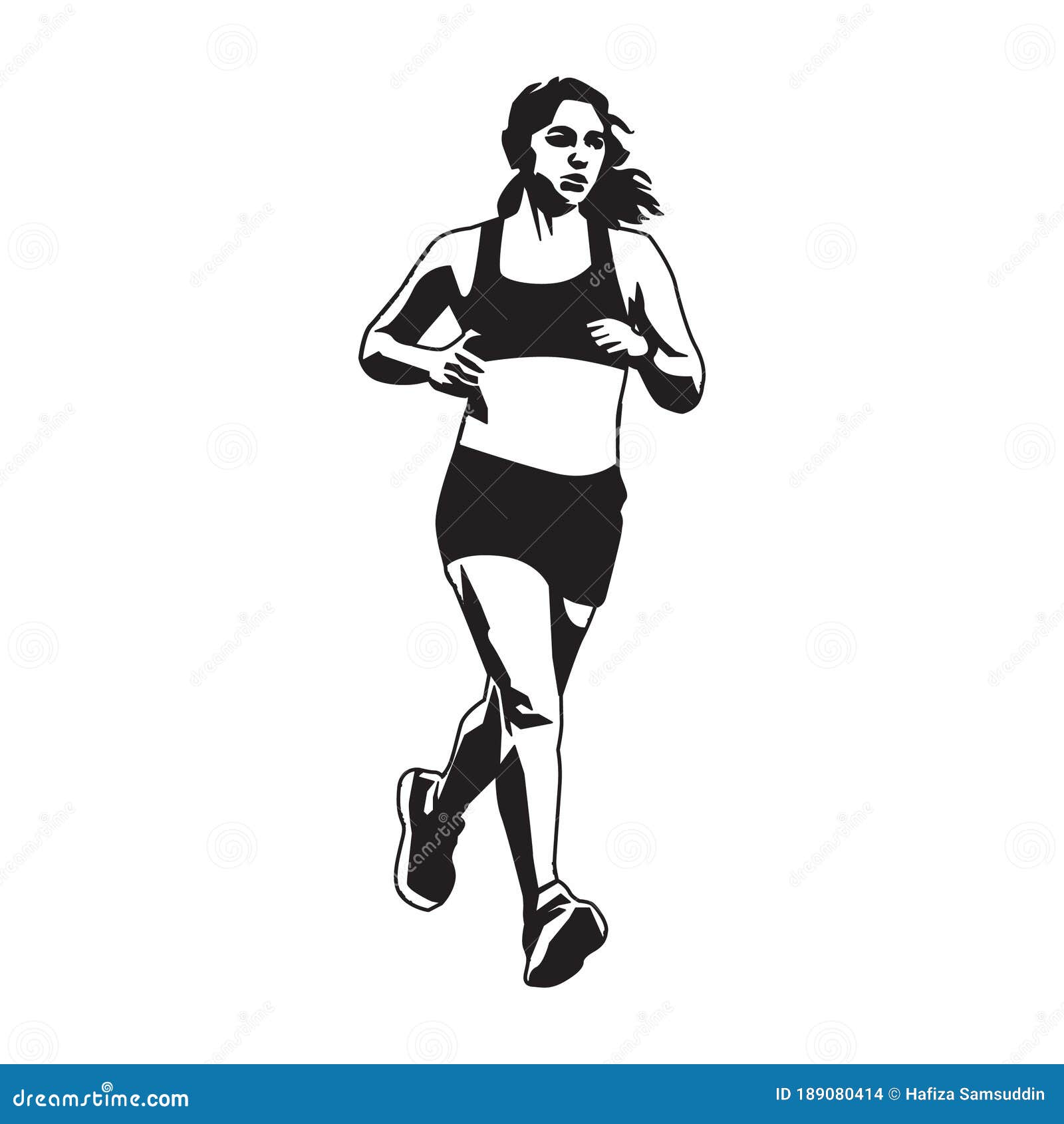 Silhouette of a Woman Running. Vector Illustration Decorative Design
