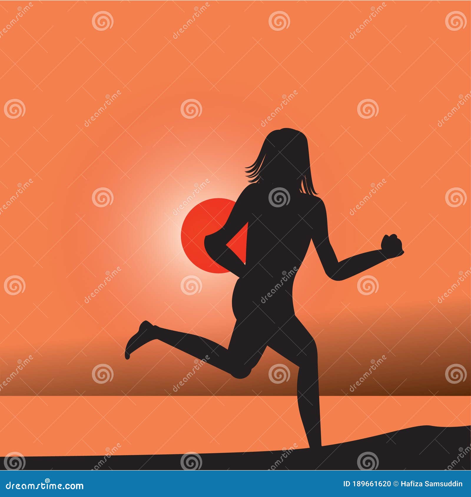 Silhouette of Woman Running. Vector Illustration Decorative Design