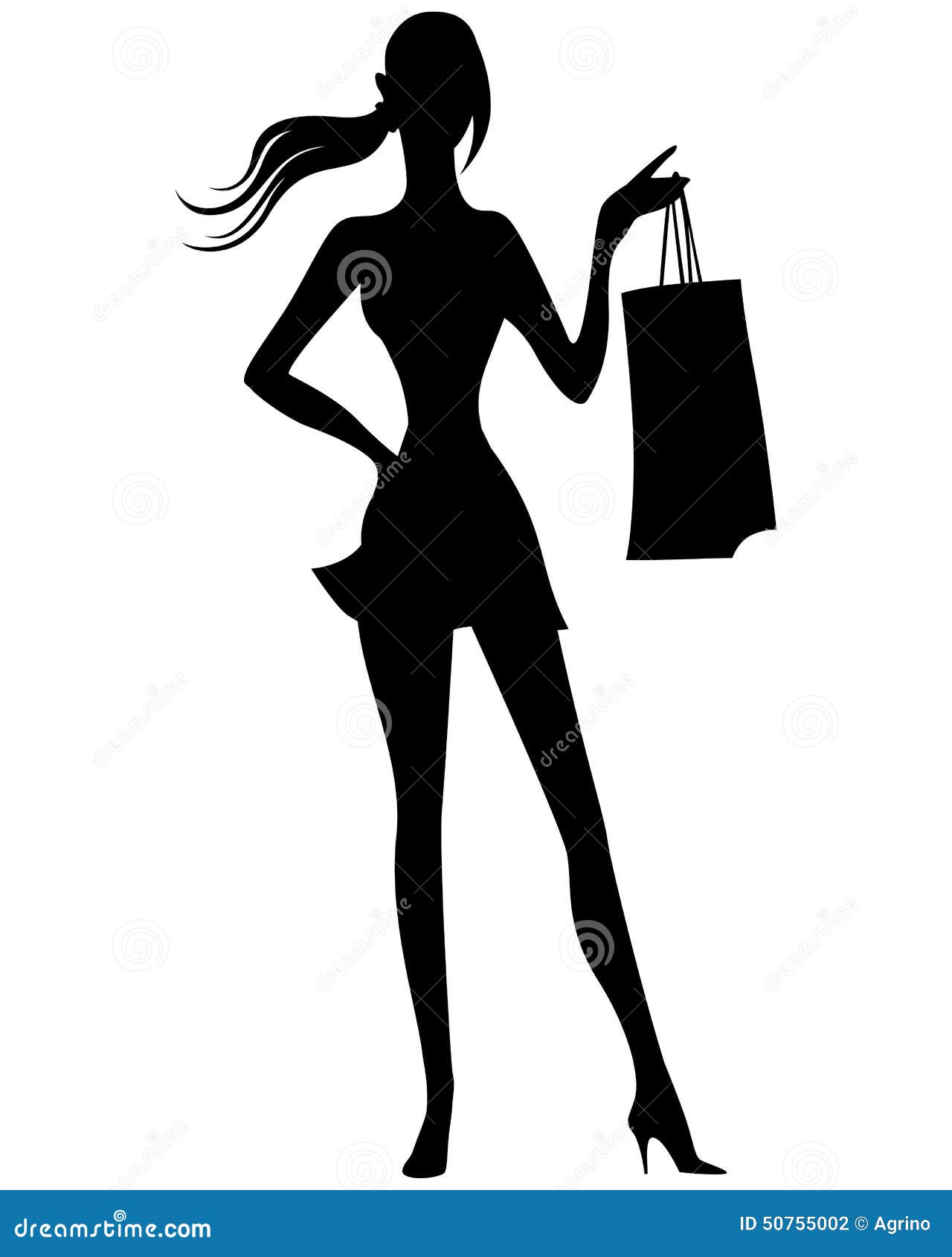 Silhouette Of Woman With Shopping Bags In Hand Stock Vector Illustration Of Sale Girl