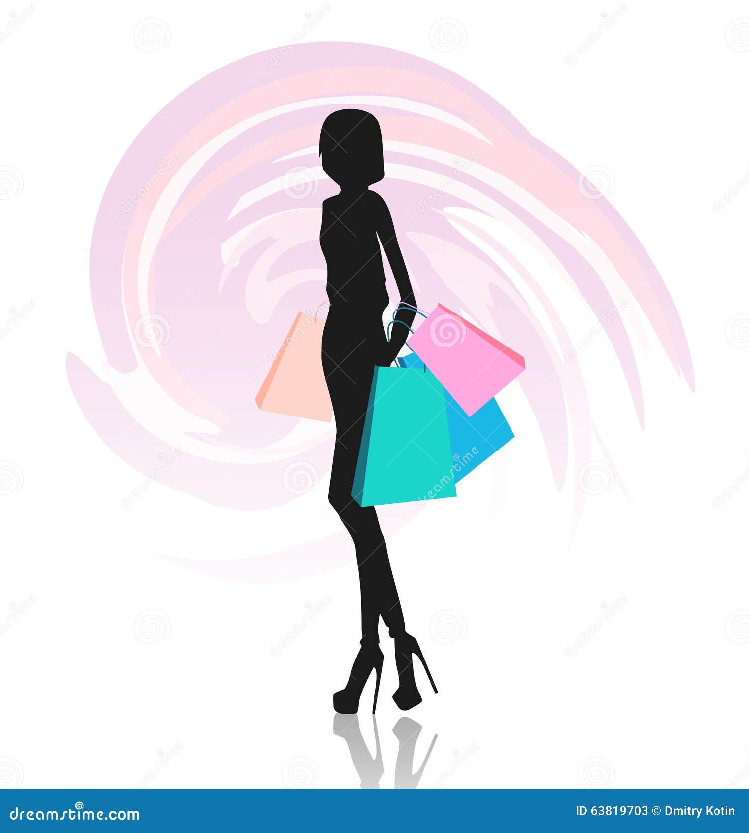 Silhouette of Woman with Shopping Bags Stock Illustration ...