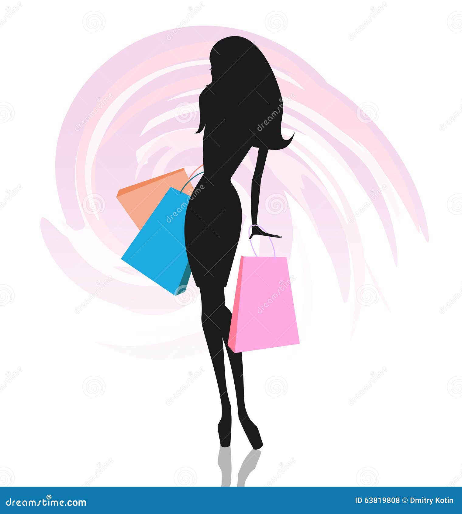 Silhouette of Woman with Shopping Bags Stock Illustration ...