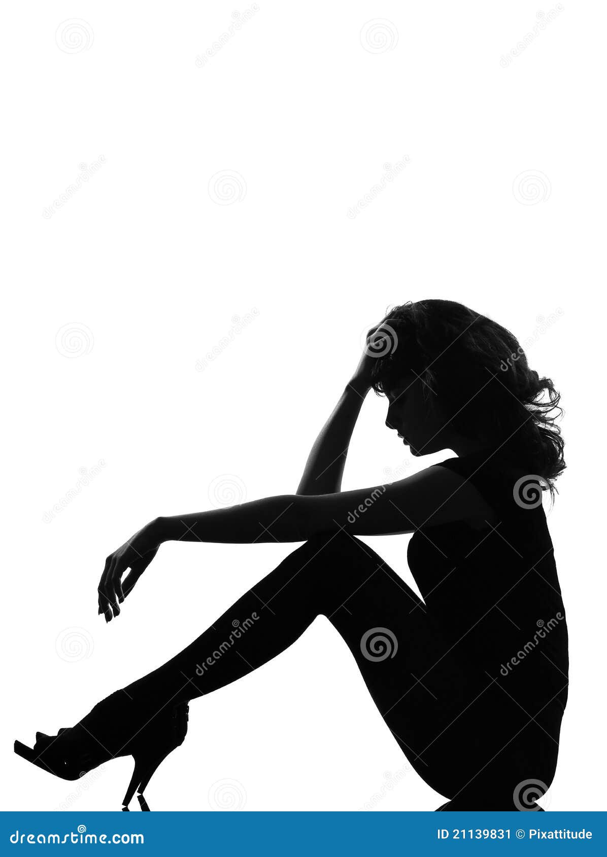 sad woman sitting silhouette