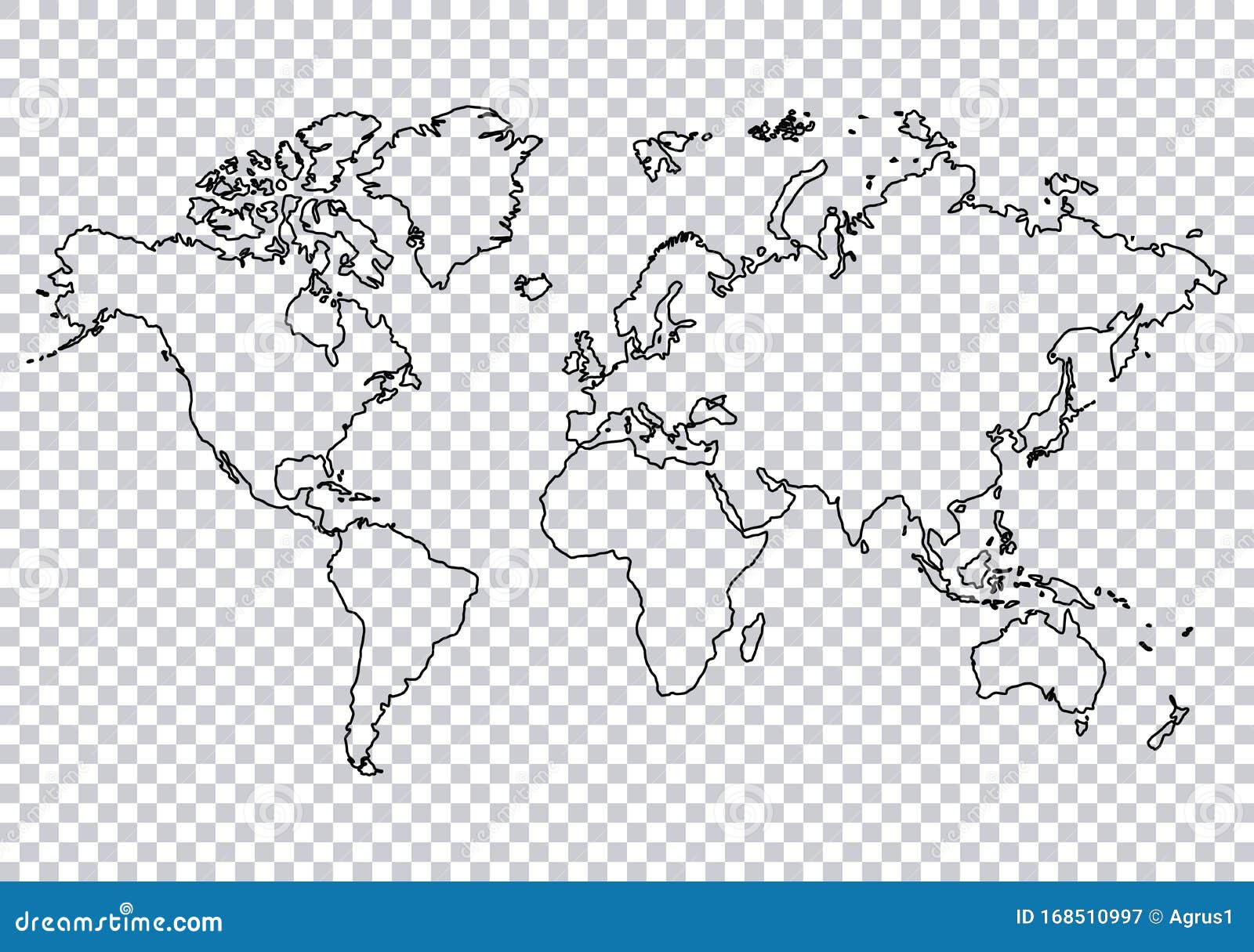 World Map Outline Silhouette With Shadow On Transparent Background Cartoon Vector