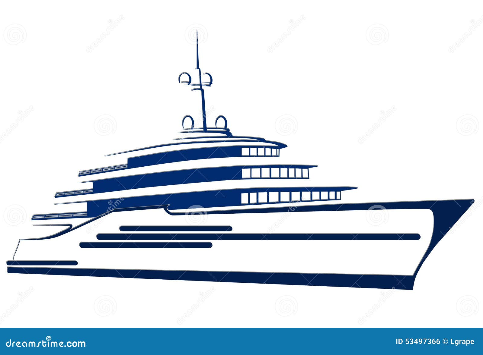 Silhouette of the Yacht. Ship. Boat Stock Vector Illustration of line