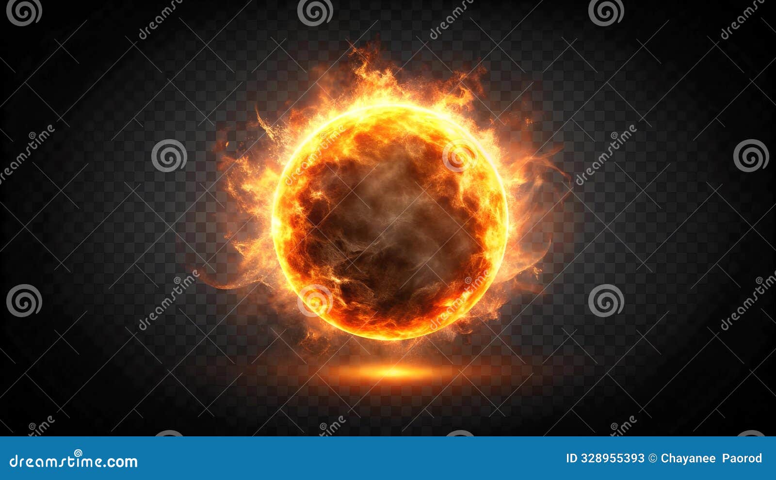 silhouetted fireball with eerie glow  generative ai