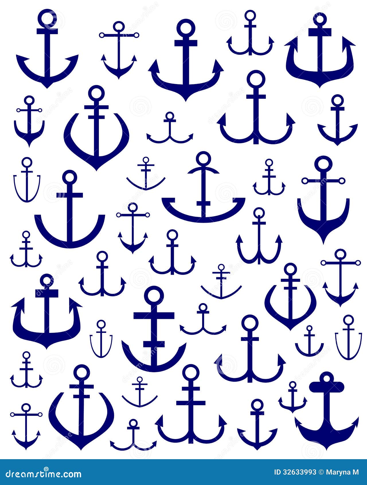 Silhouettes of anchors stock vector. Illustration of power - 32633993