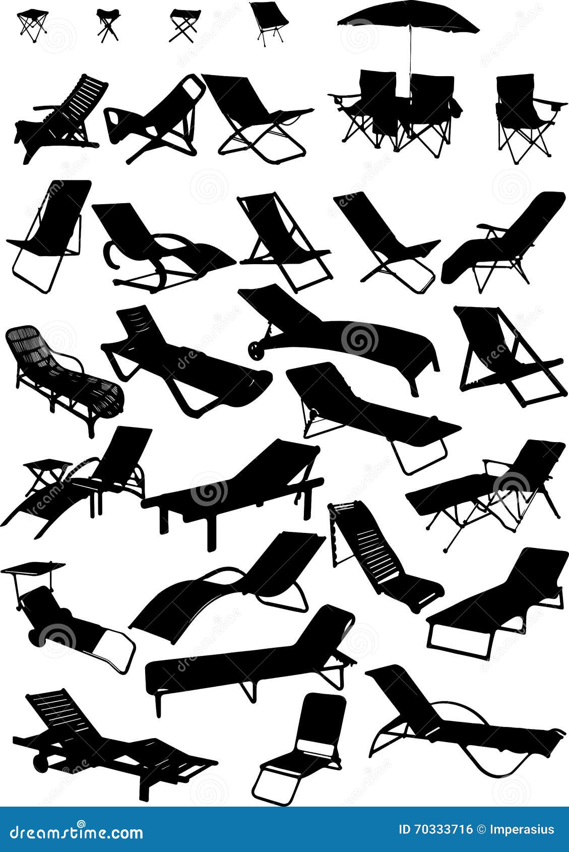 Download Silhouettes Of Beach Chairs And Sun Loungers. 30 Pieces ...