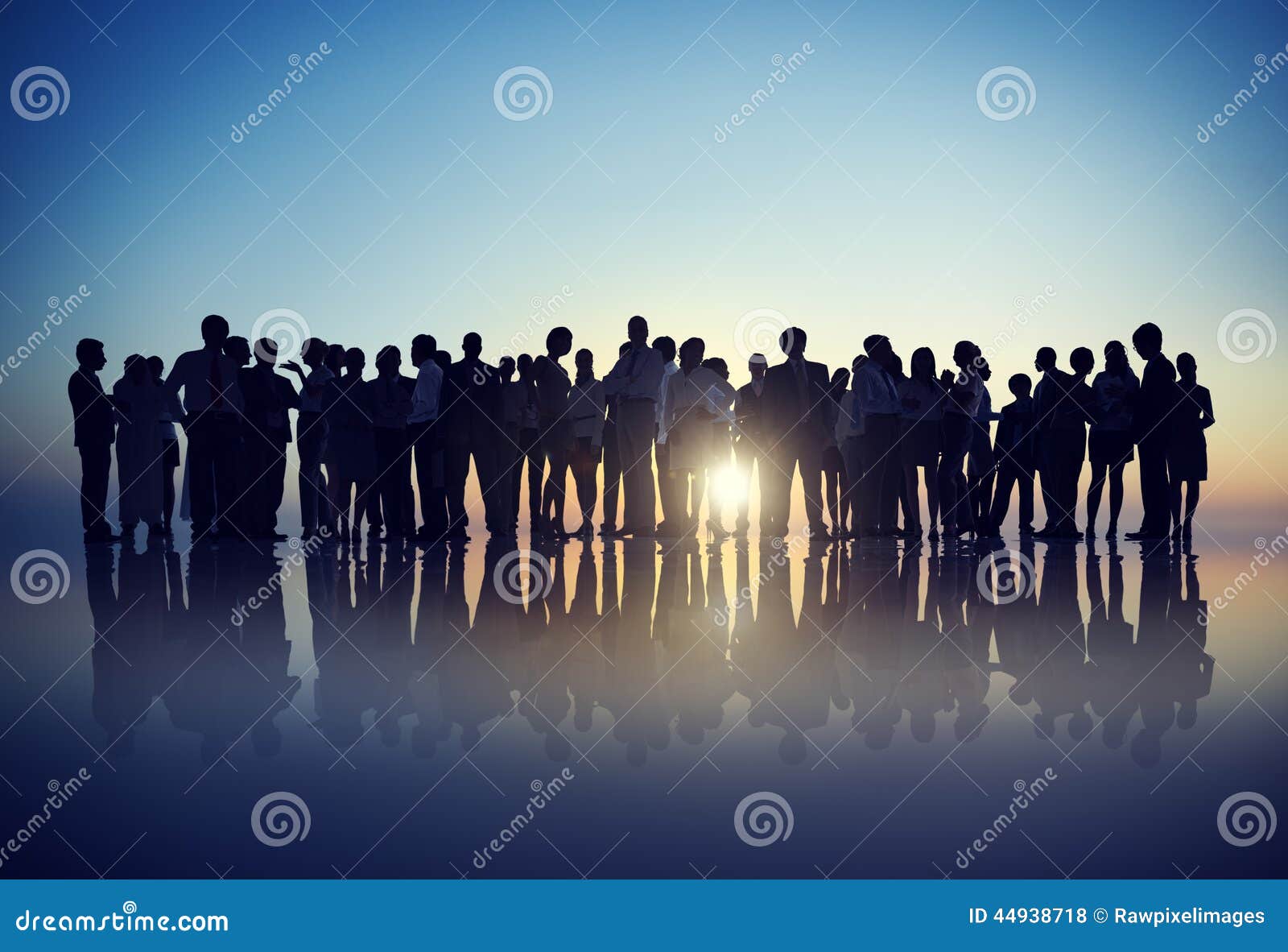 silhouettes of business people gathering outdoors