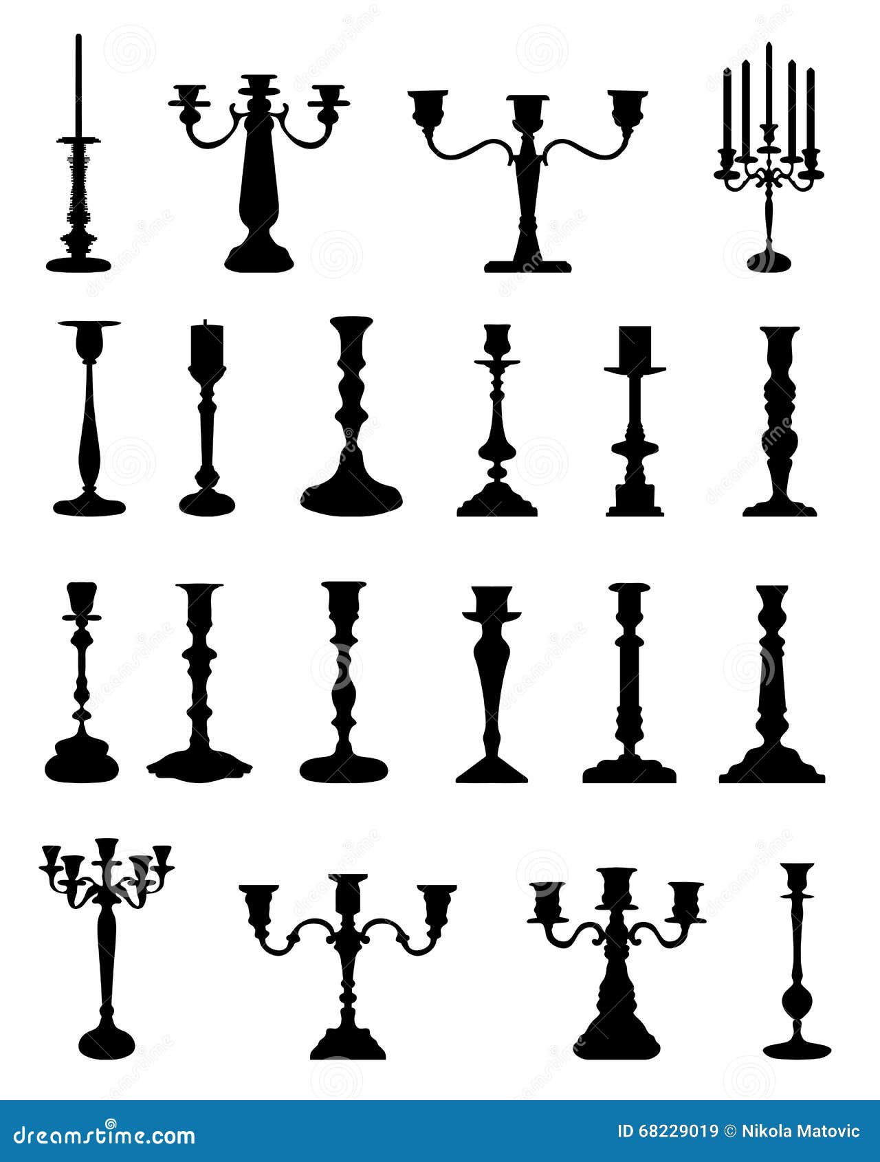 Silhouettes Of Candlesticks Stock Illustration - Illustration of
