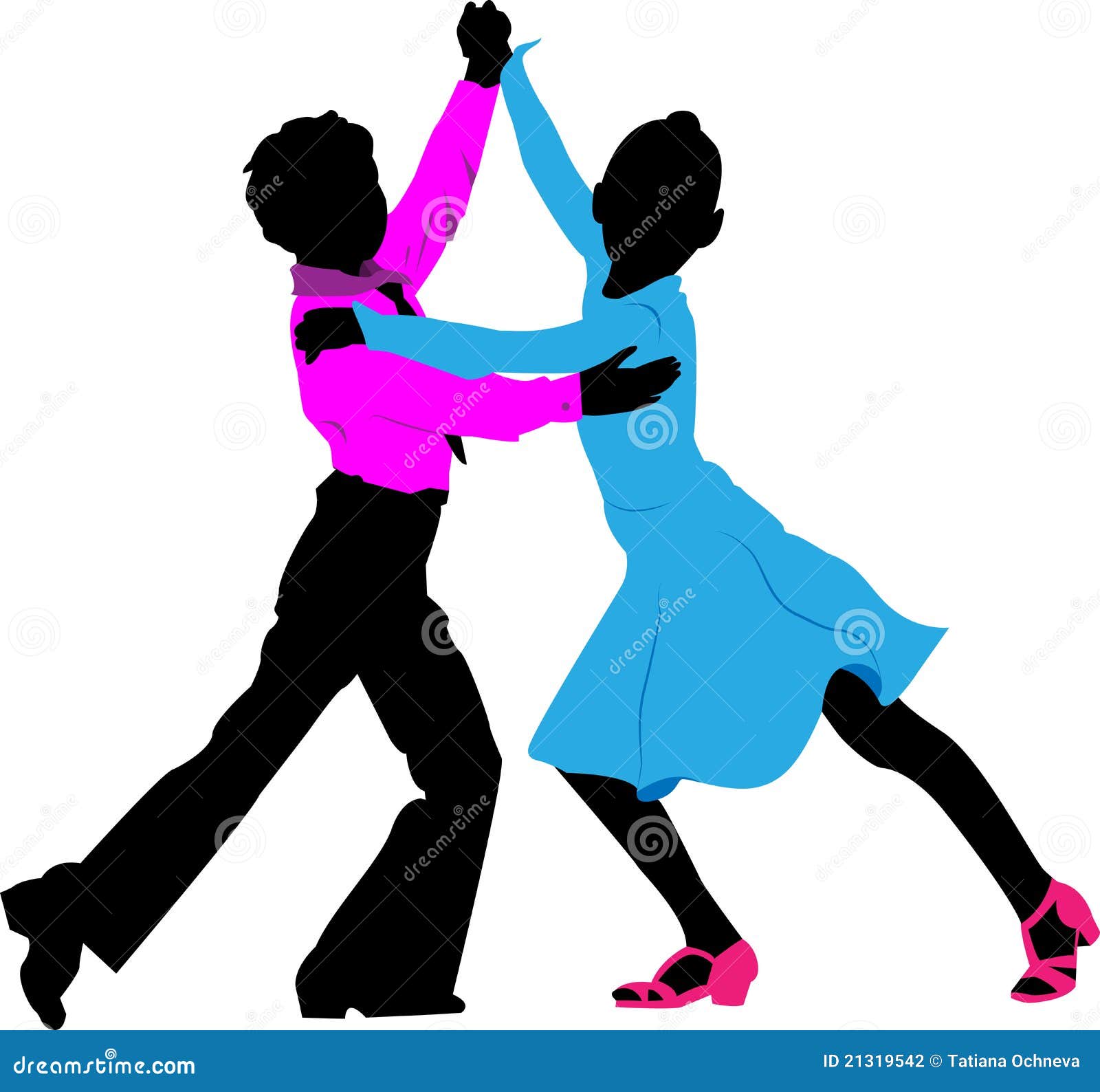 Silhouettes of Children Dancing Couple Stock Illustration ...