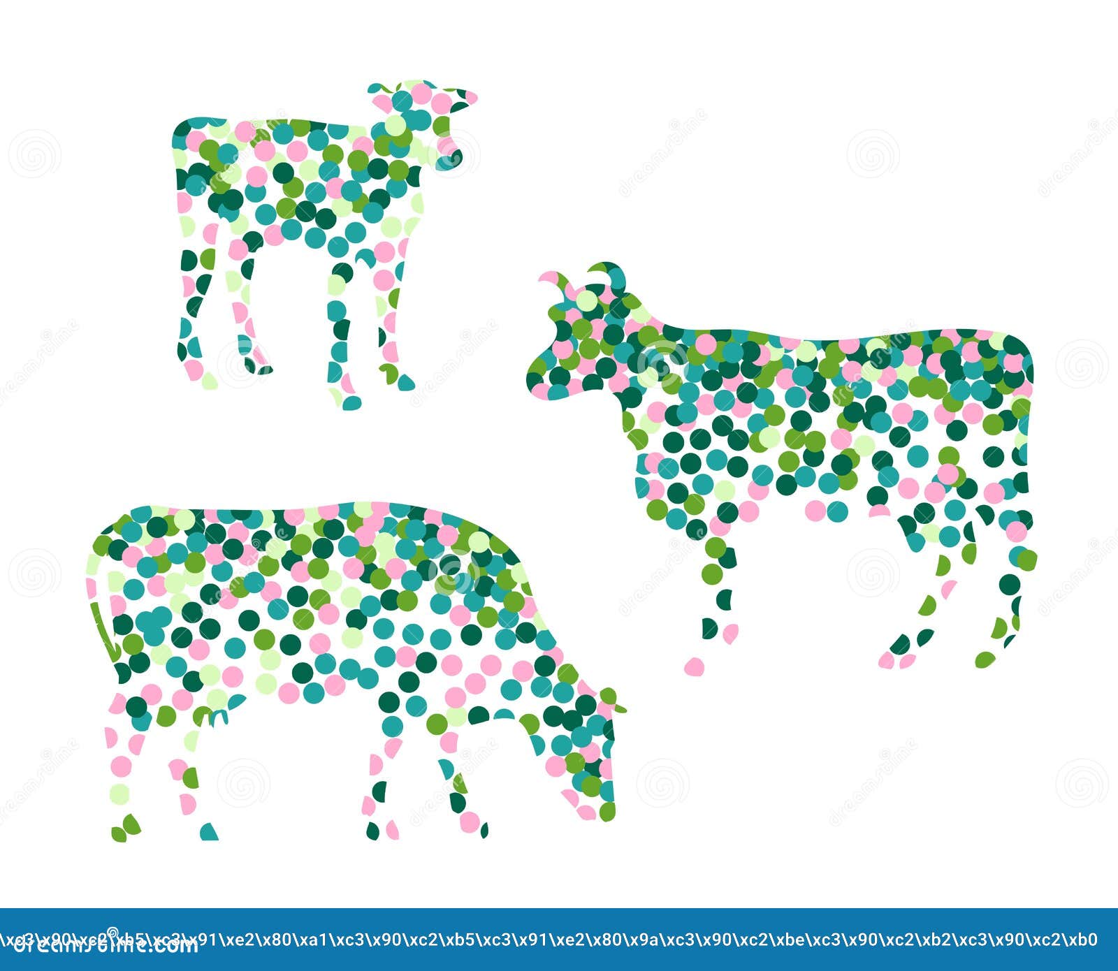 Silhouettes of Cows Made Up of Circles. Mosaic Image Stock Vector -  Illustration of pointillism, isolated: 163870280