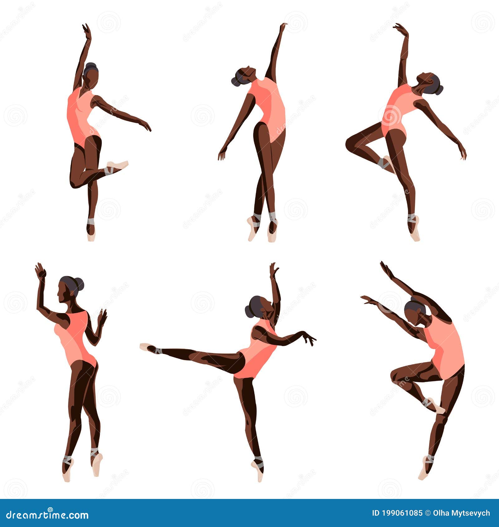 Silhouettes De Ballet Para Niñas Gimnastas, Bailarinas Stock de ilustración  - Ilustración de ballet, demostraciones: 199061085